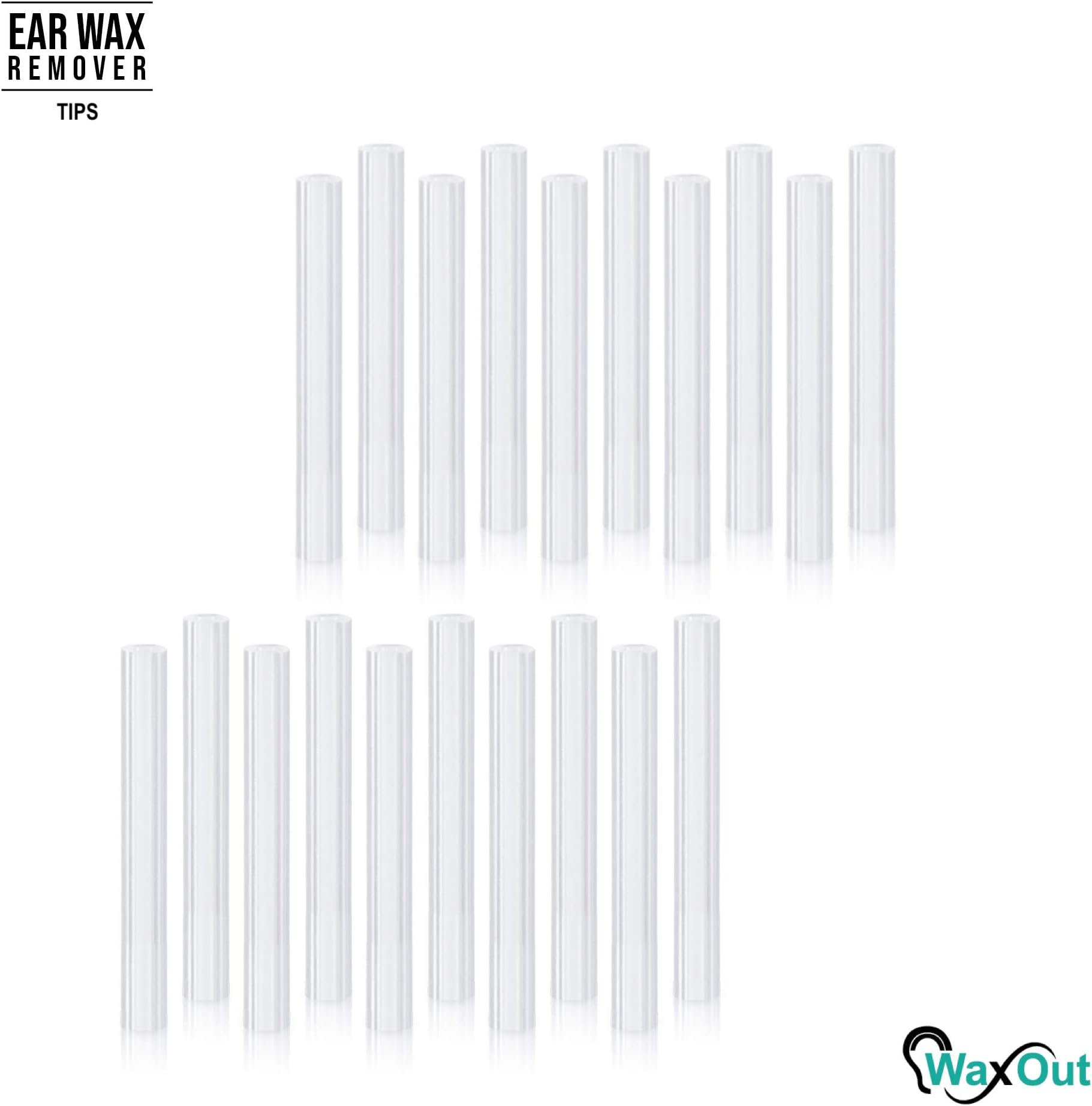 Wax Out 20 Ear Irrigation Kit Tips, Ear Cleaner & Washer Tips Replacement Set. Disposable Ear Wash Tubes, Ear Wax Remover Tool by WaxOut