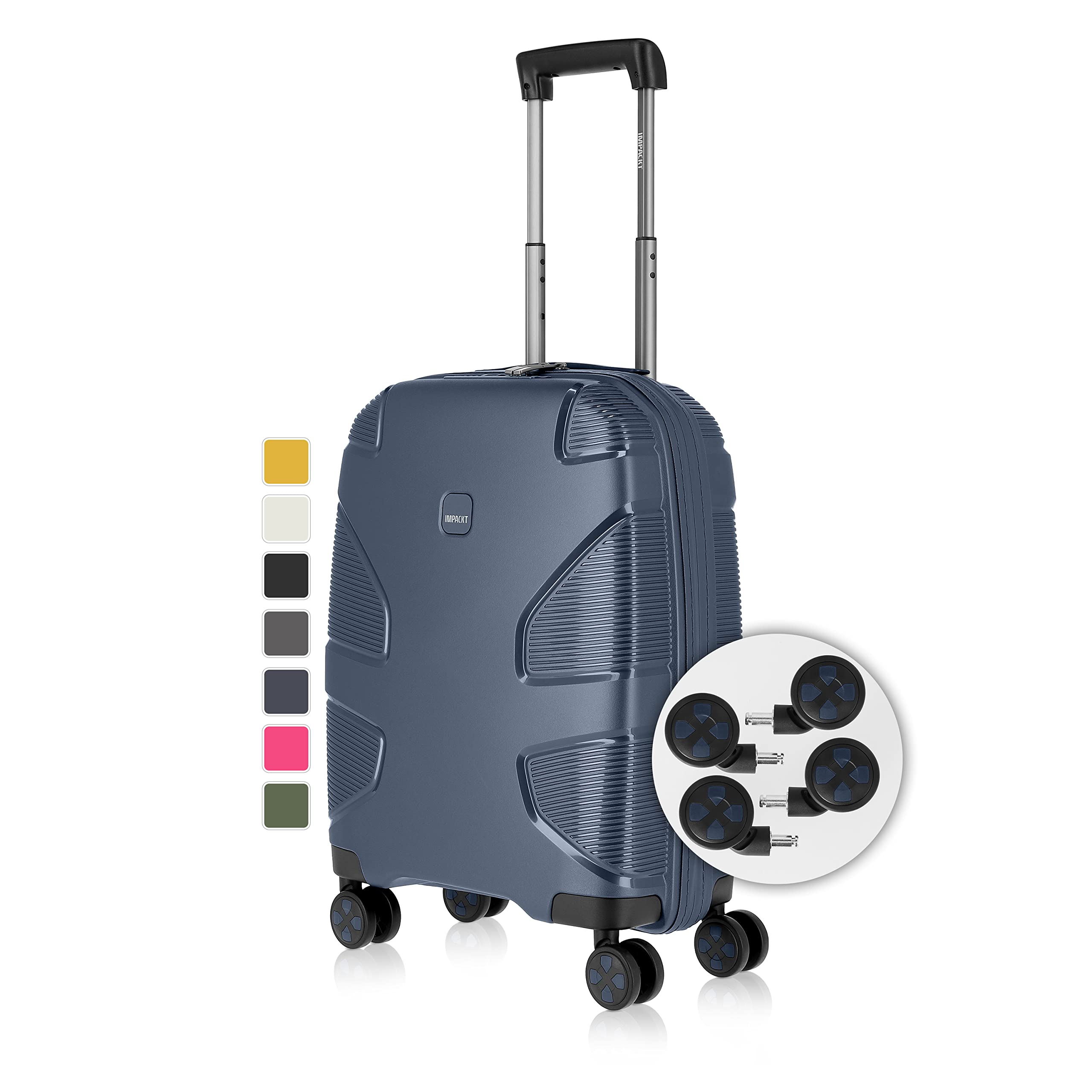 IMPACKT IP1 4-Wheel Hard case Made from Recycled Material, Sustainable Travel Suitcase with Interchangeable Click Wheels, Glacier Blue, 76 cm (Größe L), Casual