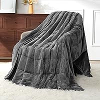 Uttermara 15lbs Queen Size Weighted Blanket 60x80 Sherpa Fleece Grey - Soft Heavy Blanket for Anxiety Relief Sleep Calming Adults