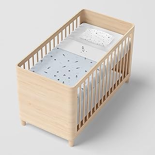 Jogo De Berço Papi Compose Tamanho Americano Com Vira Bordada Contem 03 Peças, Papi Textil, Azul, 01 lençol com elástico 1, 30m x 70cm x 12cm, 01 virol 1, 50m x 90cm, 01 fronha 40cm x 28cm