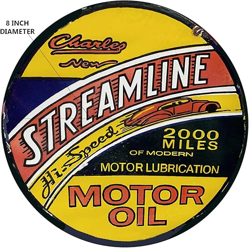 Miniatura 3 de Brotherhood Letrero de gas vintage de reproducción de letreros de metal vintage, letrero redondo de metal para garaje y hogar, 8 pulgadas de