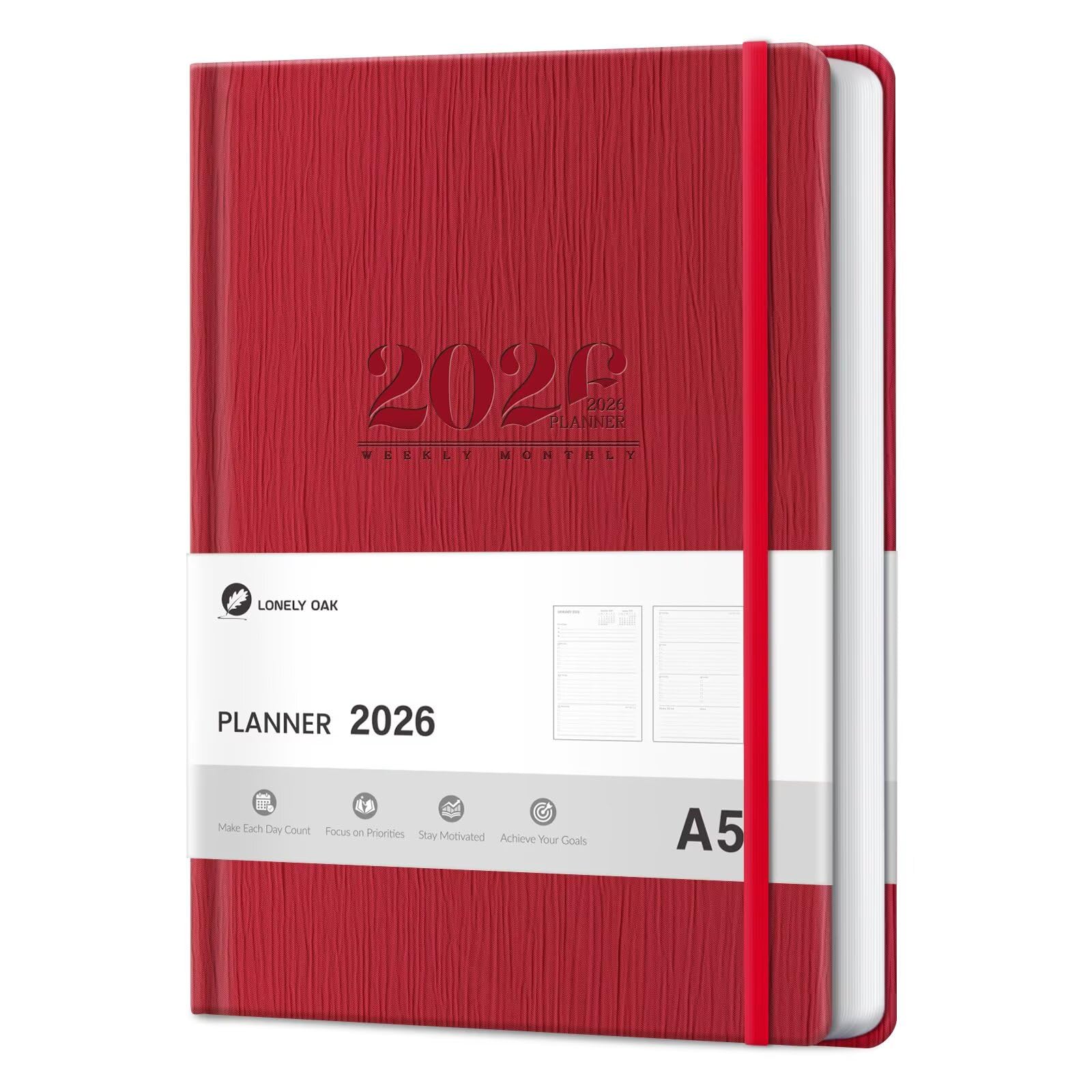 Green Planner 2026 Hardcover Planner - Weekly & Monthly, Spiral Bound ...