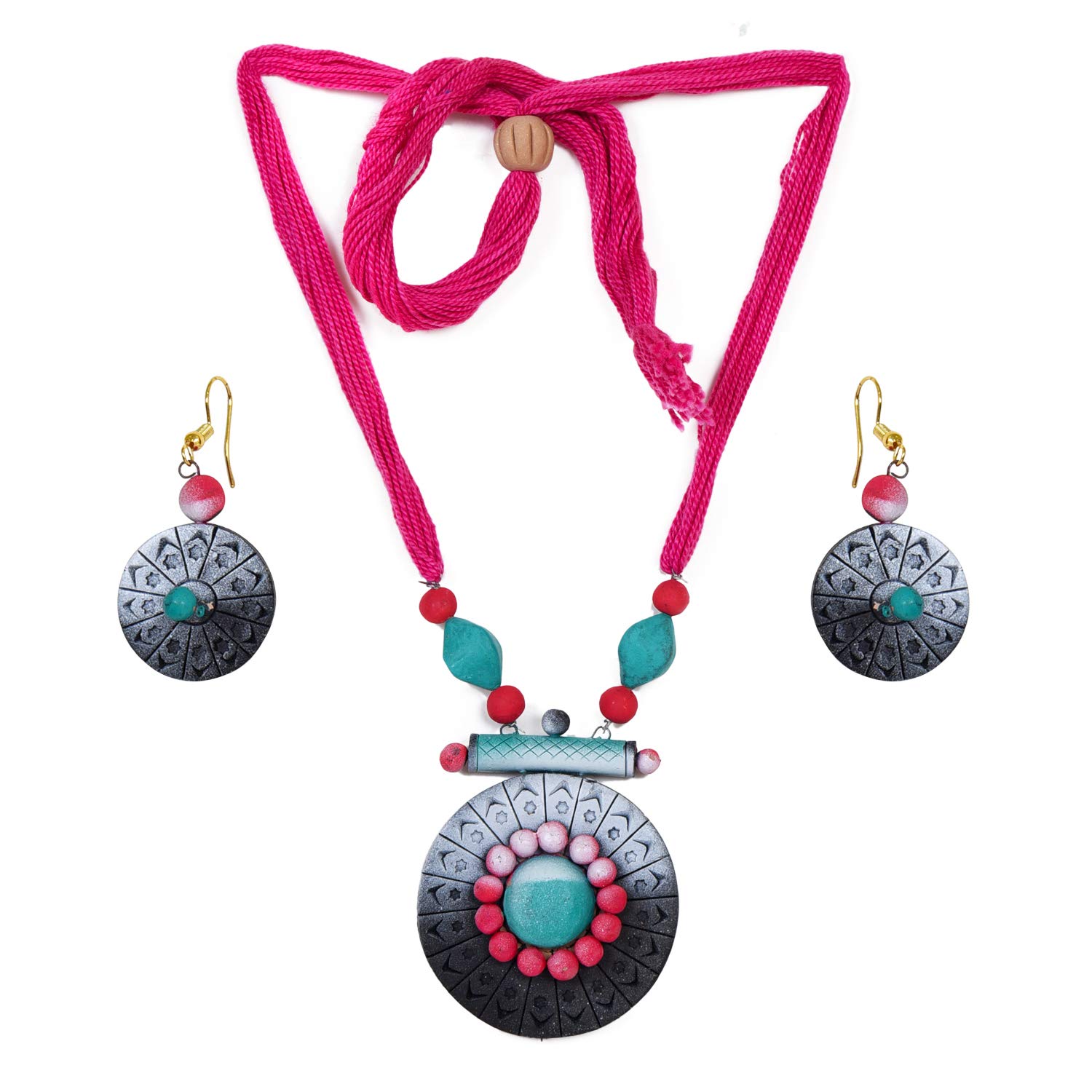 Hawai Multicolour Ethnic Handmade Handcrafted Terracotta Necklace and Earring Jewellery Set for Women ADWJN461 (B08T5WCGSY) Amazon Price History, Amazon Price Tracker