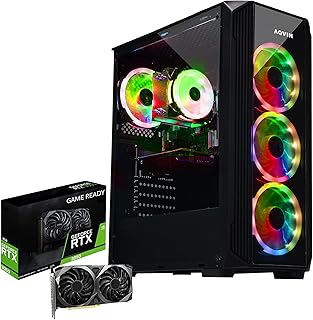 AQVIN ZForce Gaming PC Desktop Tower - Intel i7 6700 Processor, GeForce RTX 3050 8GB DDR6, 1TB SSD 32GB RAM DDR4 - Black, RGB Fans, WiFi Ready, Windows 10 Pro - (Renewed)