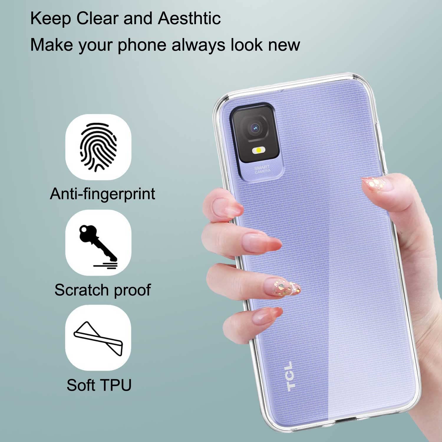 Cover Morbida In Silicone TPU + 2 Pellicole Vetro Temperato Per TCL 403 (6.6") – Custodia Protettiva Nero - 3