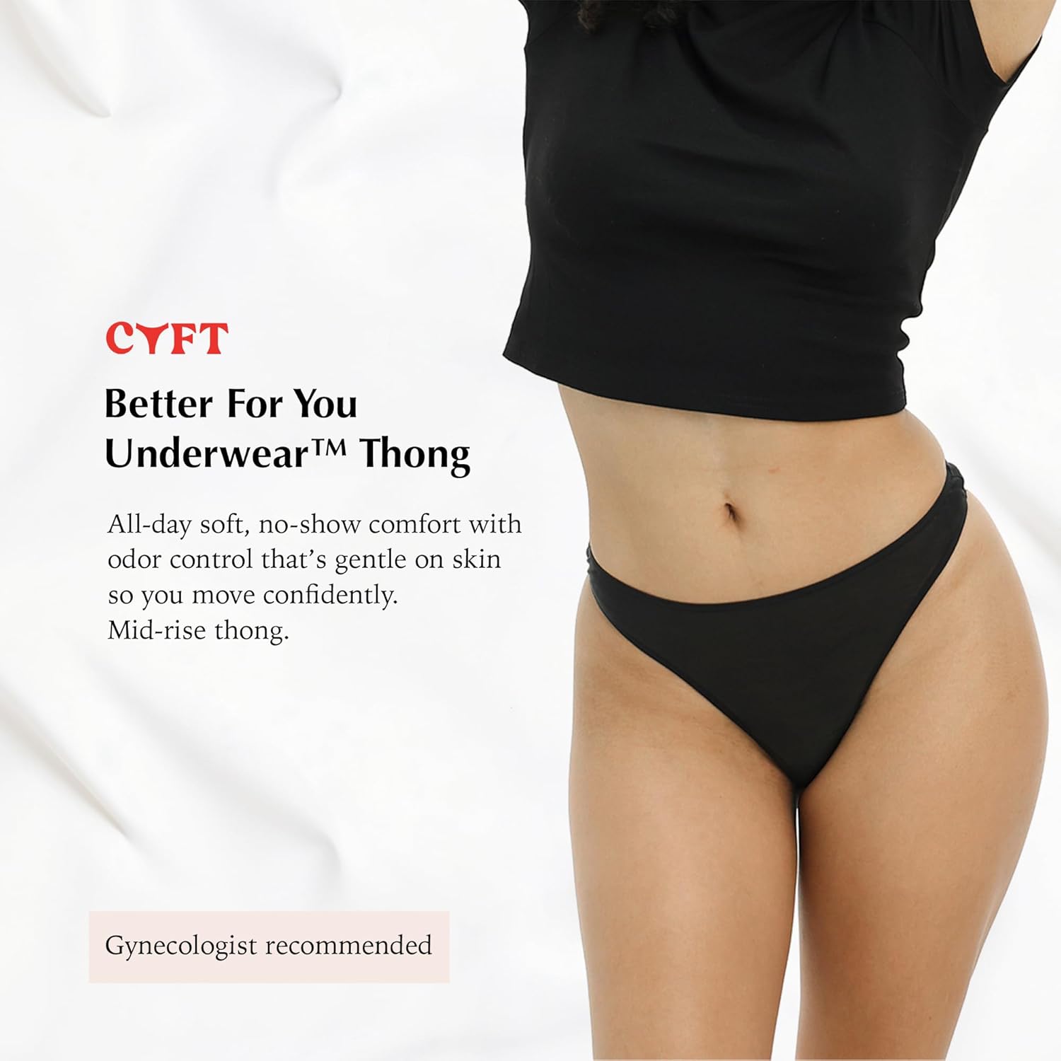 CUFT® Women’s TENCEL™ NON TOXIC - Thong Underwear – Breathable, Plastic-Free Fabric, Lightweight & Odor Reducing - 3 Pack - Image 3