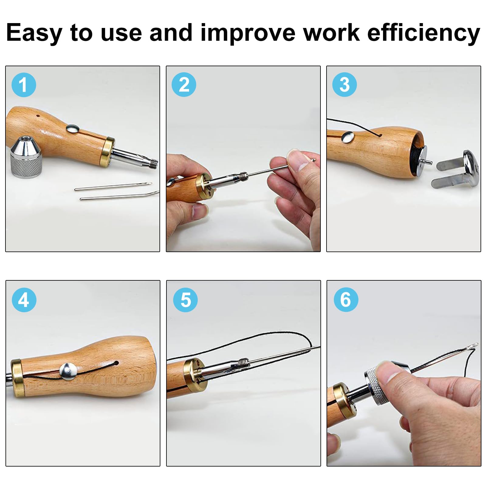 Strumenti di riparazione del cucito artigianale in pelle Kit filo awl Macchina da cucire manuale Cucitura rapida Cucitura in pelle Shoemaker Canvas Repair Tool - Italia