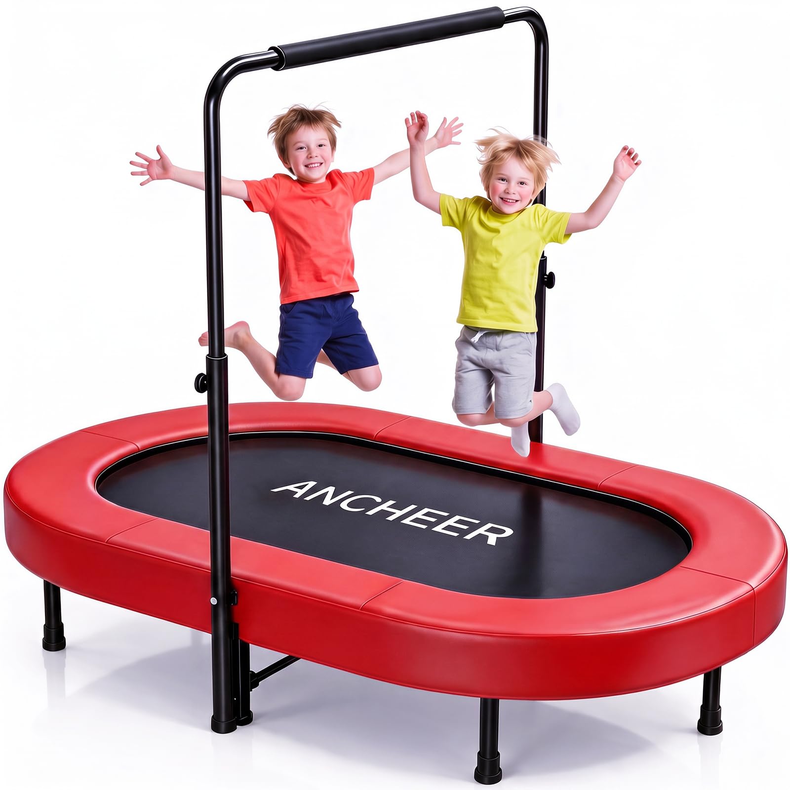 ANCHEER Trampoline for Kids, Toddler Trampoline Indoor Sports and Outdoor Games 56" Kids Rebounder 220LBS Capacity with Adjustable Safety Handrail Foldable Jumper for Boys and Girls