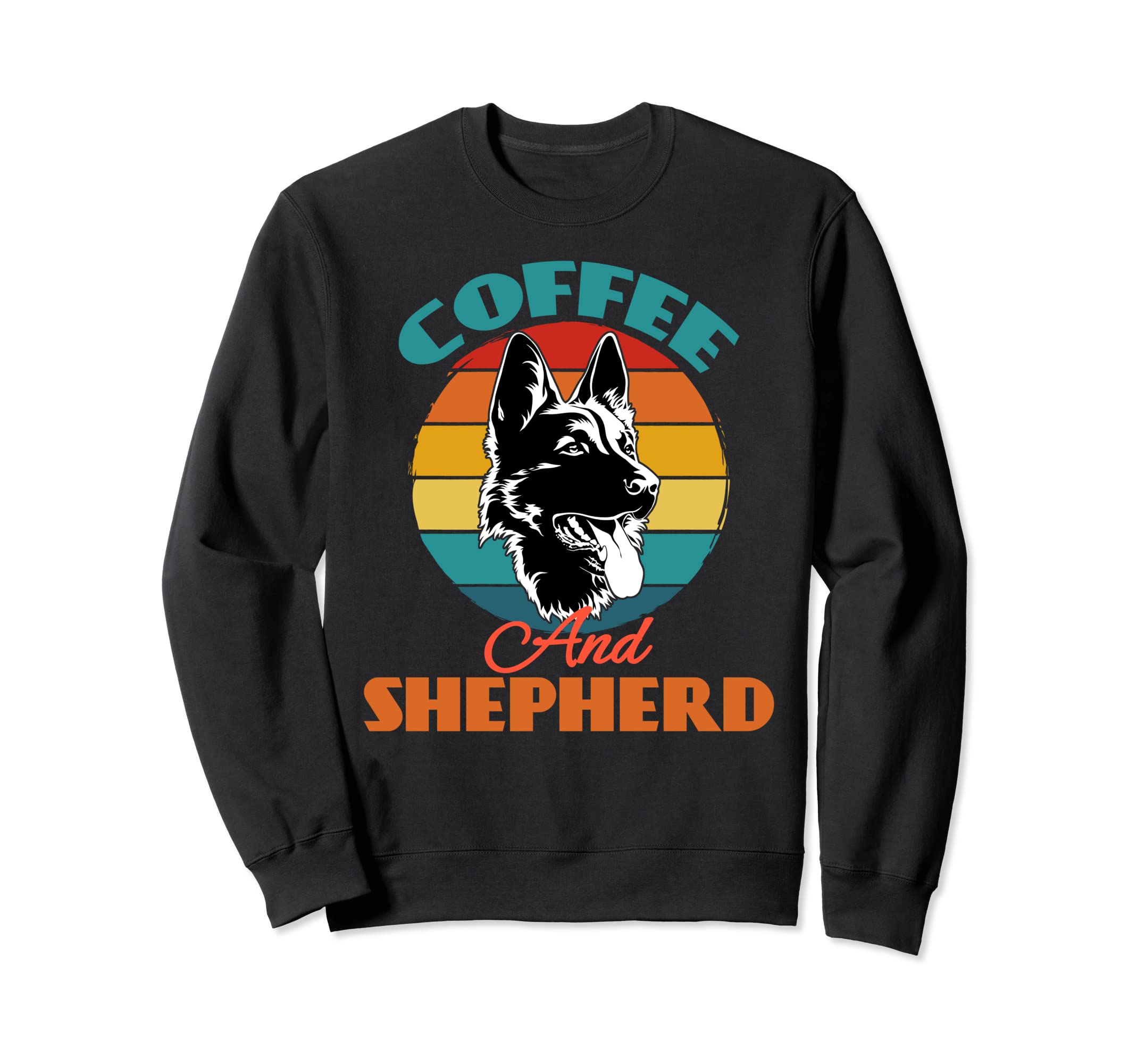 Coffee And Shepherd Dog Lover Cute Retro Sunsen Sweatshirt