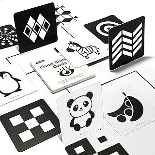 beiens Sensory Toys Cards, Black and White Newborn Brain Development Toy, Visual Stimulation Learning Activity Cards for 0-3 Months, 40 Pages 5.5 x 5.5 Inches Educational Baby Gift
