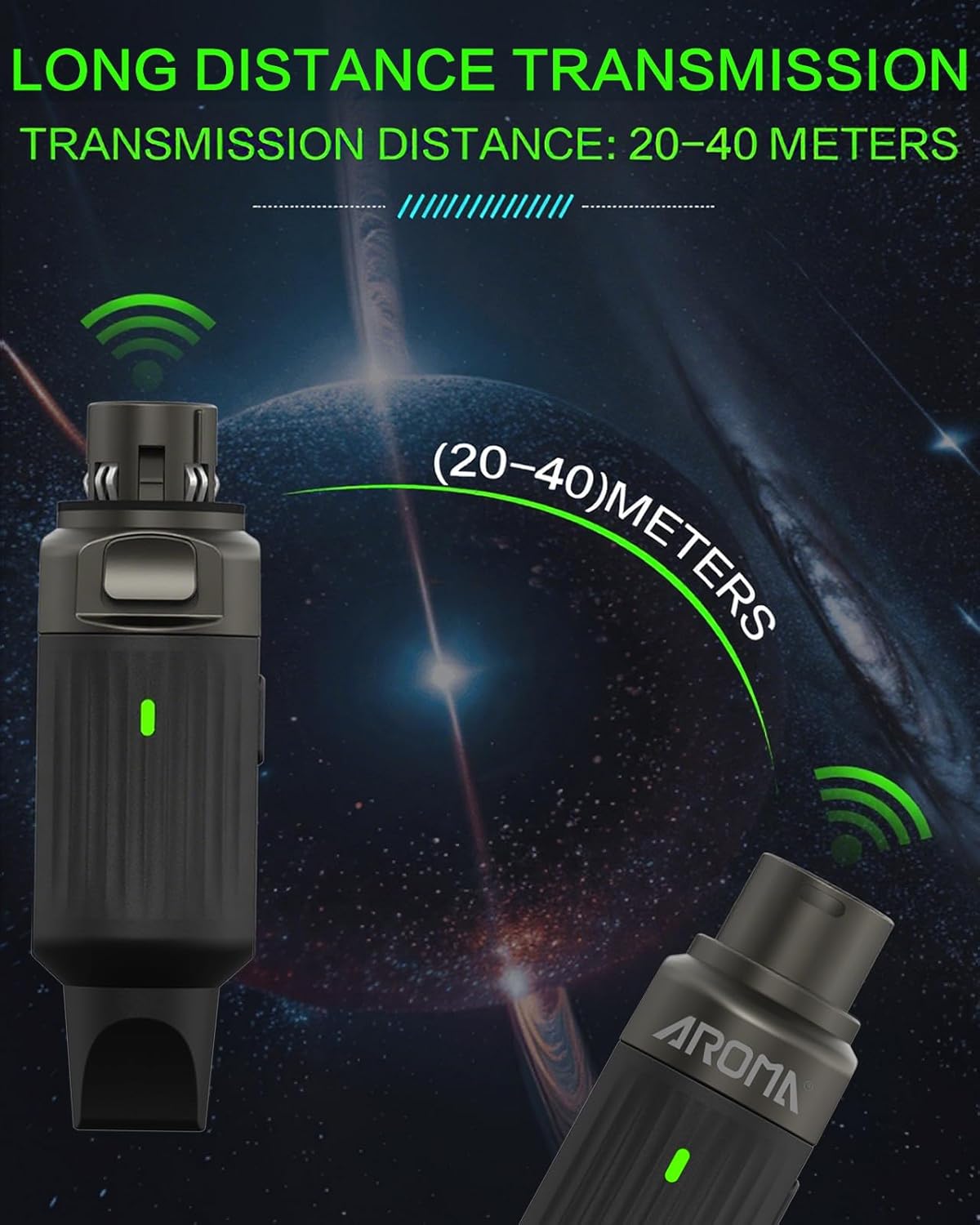 Aroma Wireless XLR Transmitter and Receiver, Professional UHF Wireless Microphone System for Stable Transmission, 7-Channel, 130ft Range, Mic Adapter for Dynamic Mic/Audio Mixer/PA/Church, ARC2 - Image 2