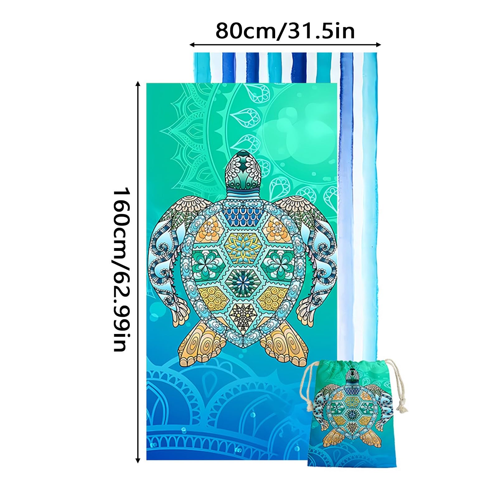 Telo mare zaino, asciugamano 2 in 1 convertibile in microfibra ad asciugatura rapida con tasche per campeggio, palestra, piscina, resistente alla sabbia, grande borsa portasciugamani da viaggio