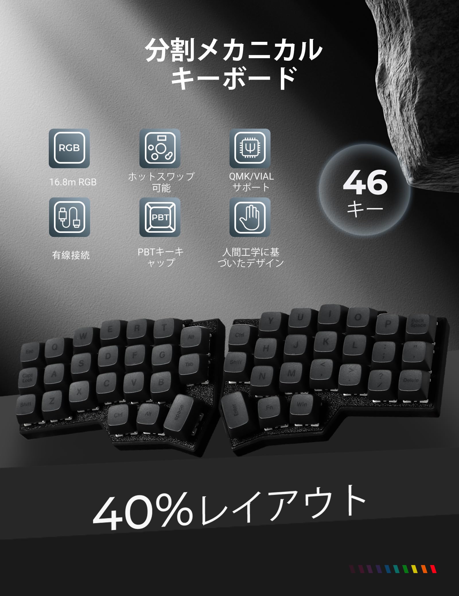 Amazon | YIVU Corne V4 左右分離型キーボード 有線 メカニカル 40