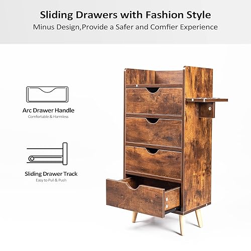 Miniatura 7 de OmySalon Gabinete de almacenamiento de estación de salón de 4 capas, estaciones de peluquería de belleza, equipo de estación de estilista con 2