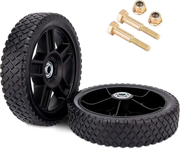 (2-pack) 8-Inch Lawn Mower Wheels Fits Most Standard push Lawn Mowers With Inner And Outer Bearings - Includes Bolts, Nuts (Also available in 6~14-inch wheels)