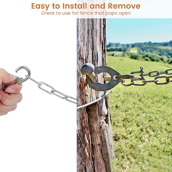 1/8 X 28 Inch Stainless Steel Gate Chain Lock, Adjustable Gate Link Chain Lock with 1/5 inch Carabiners, Metal Security Gate Chain Link for Outdoor Fences, Yard Pet Cage, Side Back Garden Door, Silver