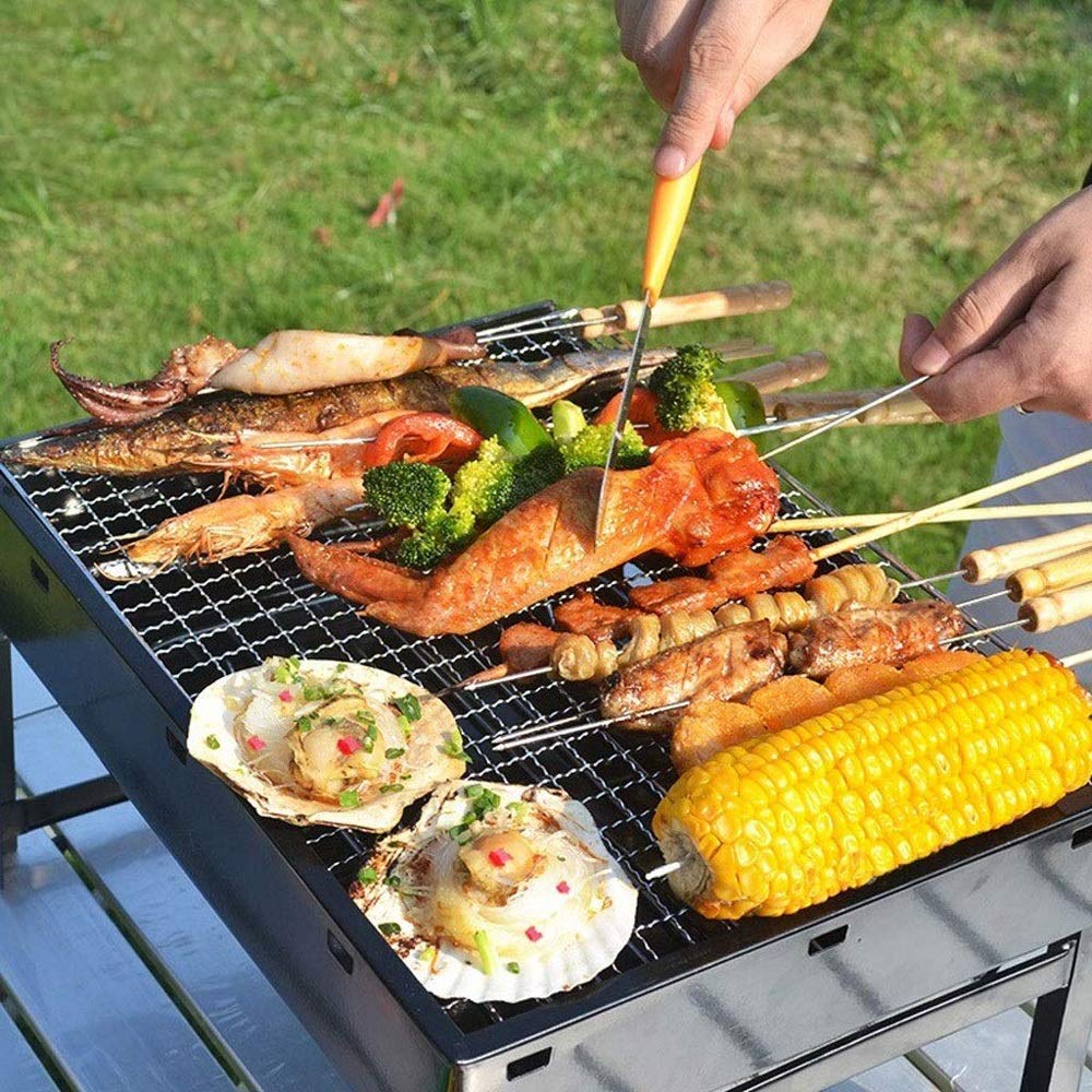 Przenośny grill węglowy ze stali nierdzewnej, składany, łatwy w montażu i demontażu, prosta obsługa,Grill ogrodowy