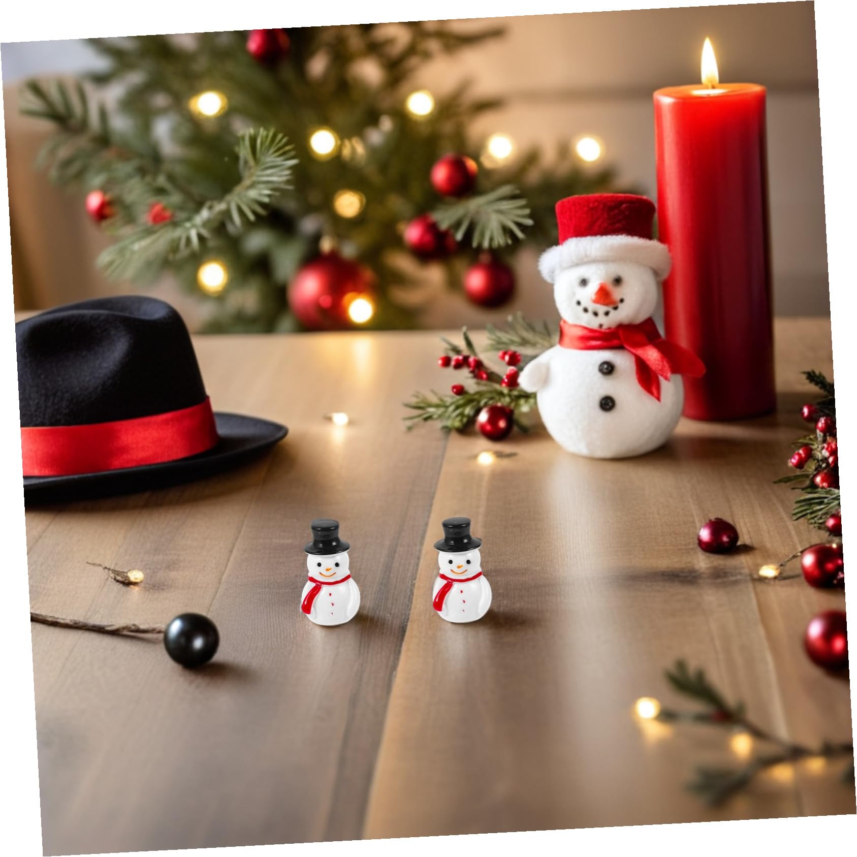 POPETPOP 100piezas Decoración de Mini Muñeco de Nieve de Resina Mini Adornos Navideños para Manualidades Casa de Muñecas Jardín de Hadas Fiesta de Invierno