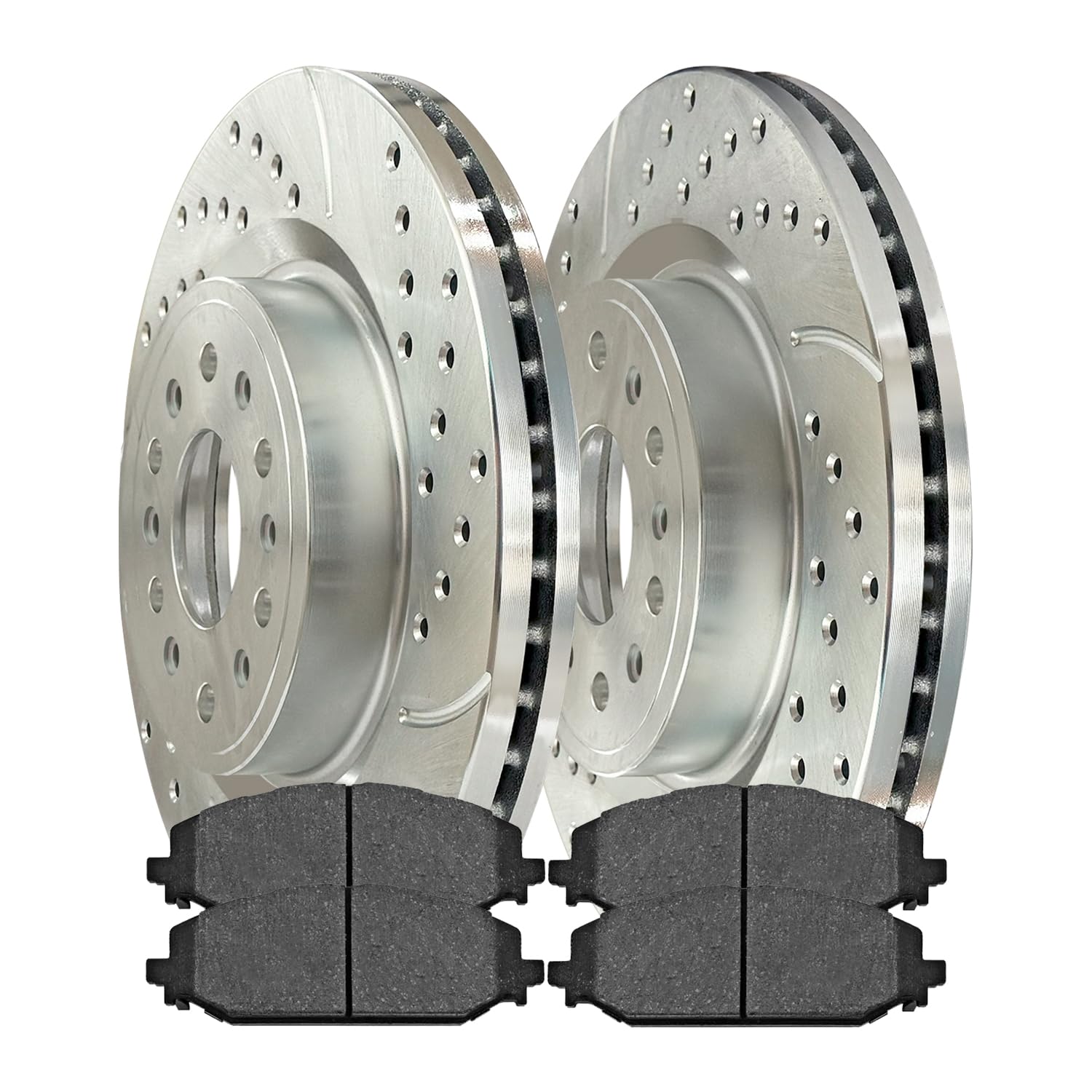 Front & Rear Drilled & Slotted Brake Rotors With Ceramic Pads Kit For Ford F-150 5.4L & More (2004-2008)