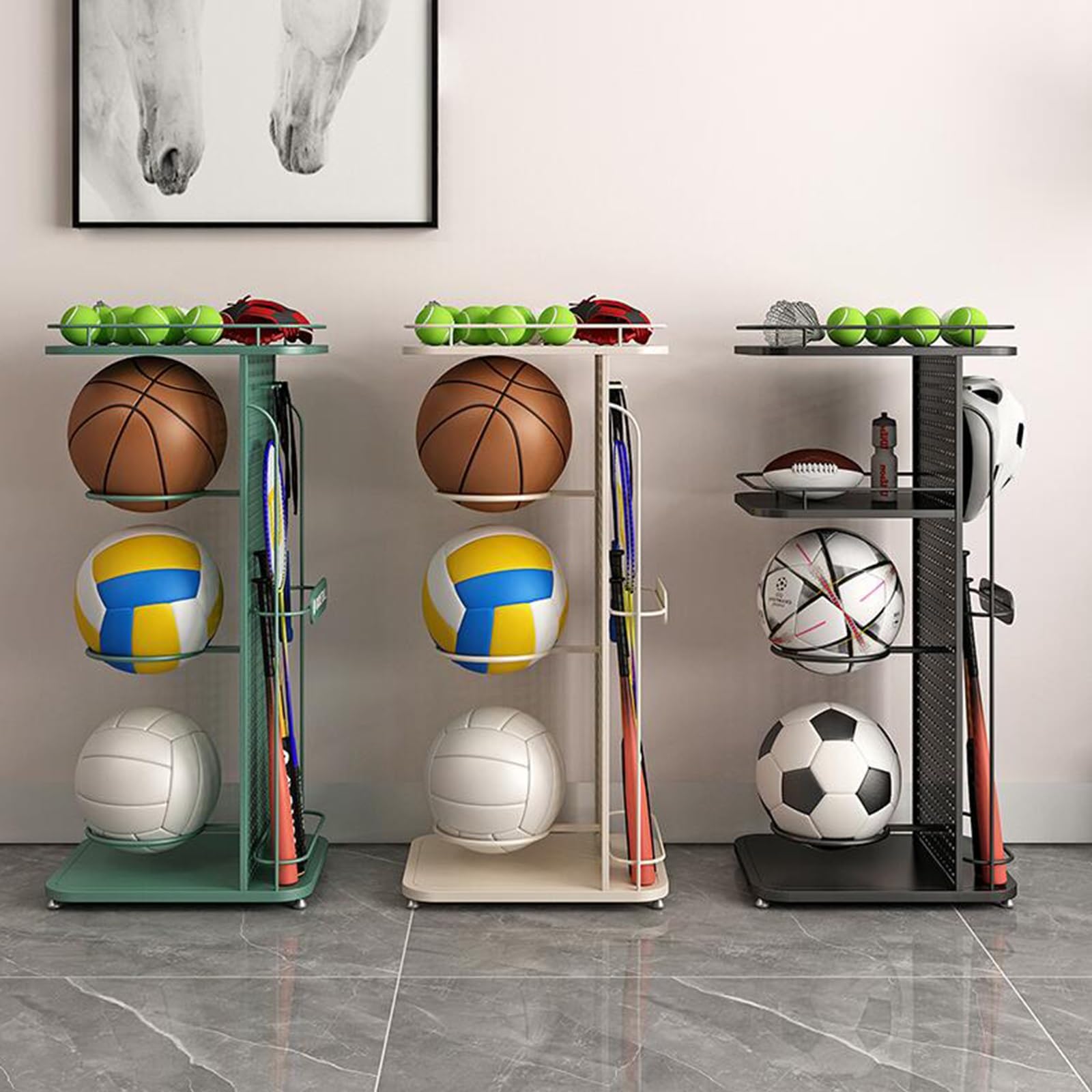 Lot De 4 Supports Muraux YunBey Pour Ballon – Fer Métallique Noir, Diamètre 13,5 Cm – Pour Basketball, Football, Volleyball Et Rugby