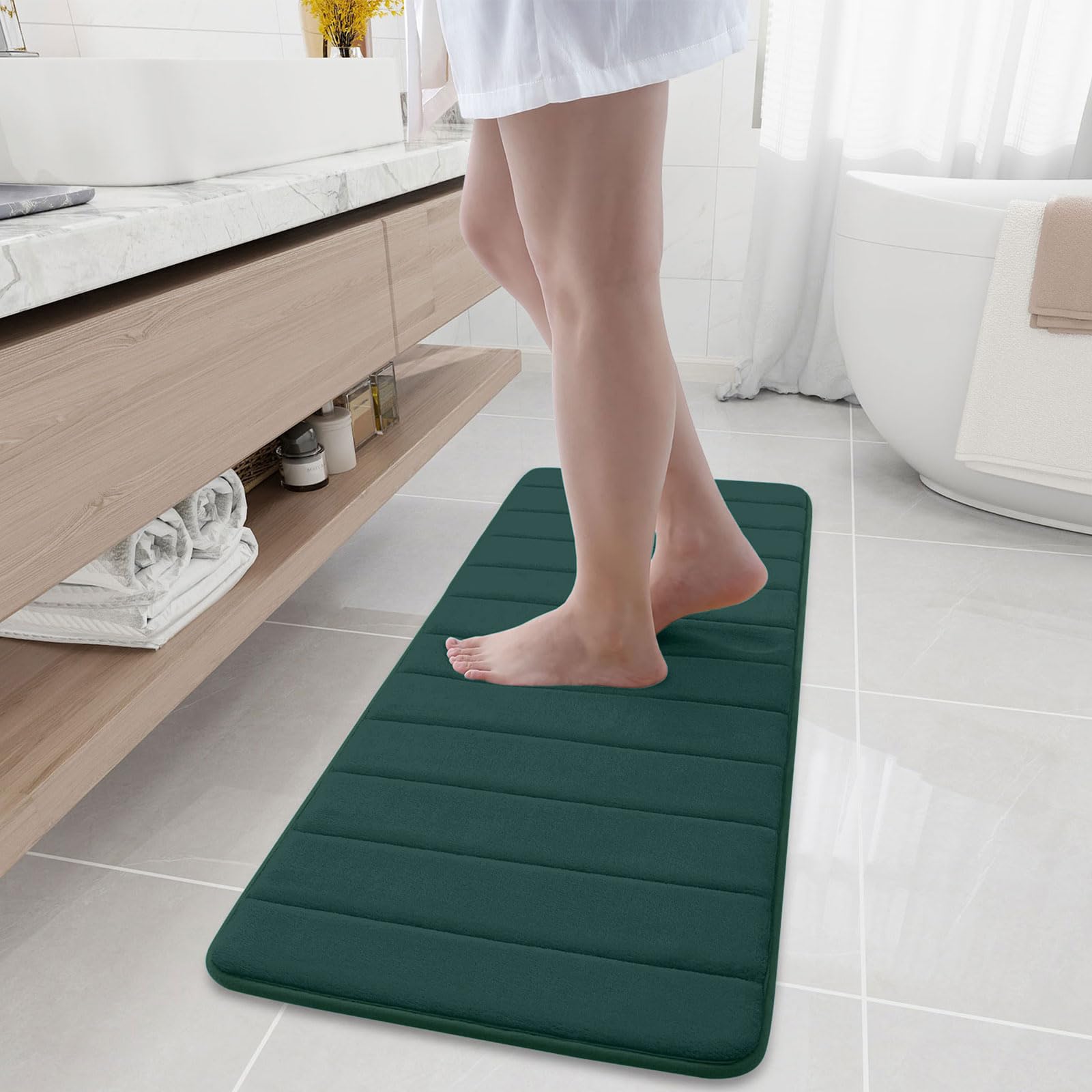 Buganda Memory Foam Bath Mat, 47" x 17", Ultra Soft and Non-Slip Bathroom Rugs, Water Absorbent and Machine Washable Bath Rug for Bathroom, Shower,
