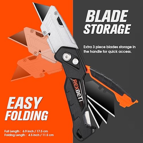 Miniatura 3 de REXBETI SK5 - Paquete de 2 cuchillos utilitarios cortadores de caja retráctiles resistentes para cartones cartón y cajas diseño de almacenamiento de