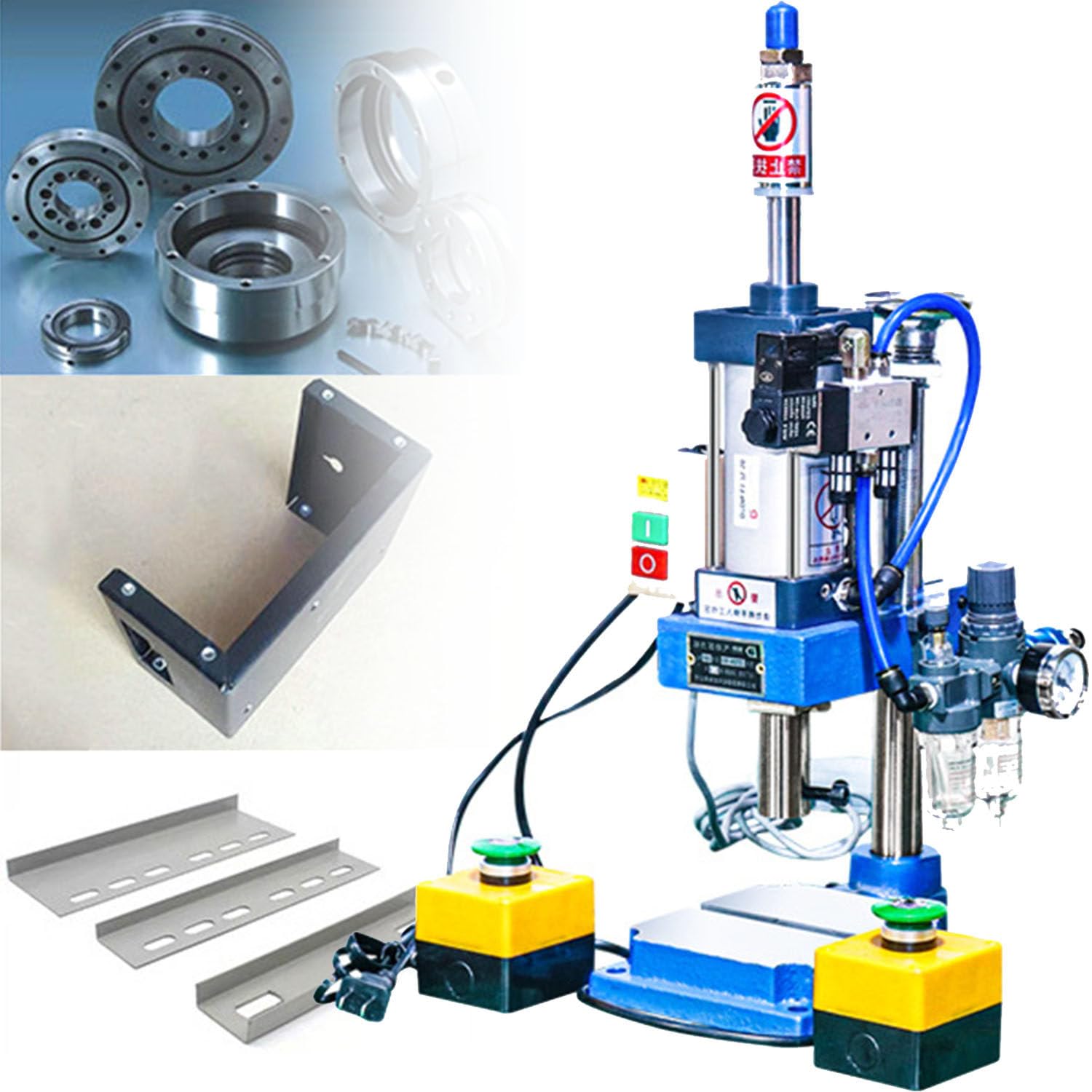 Máquina perforadora neumática de 300 kg, prensa perforadora vertical industrial resistente, carrera cilíndrica de 0,4 a 0,8 MPa, control de doble botón