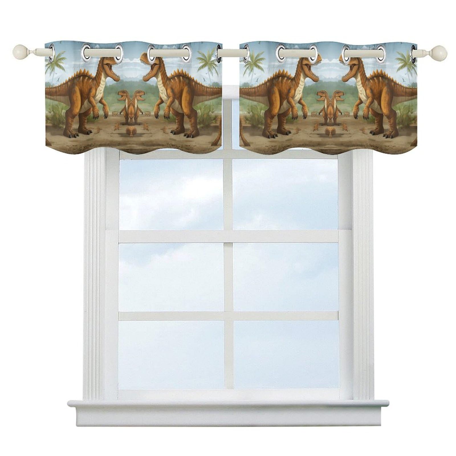 Cantonnières de cuisine courtes motif dinosaure jurassique pour salon