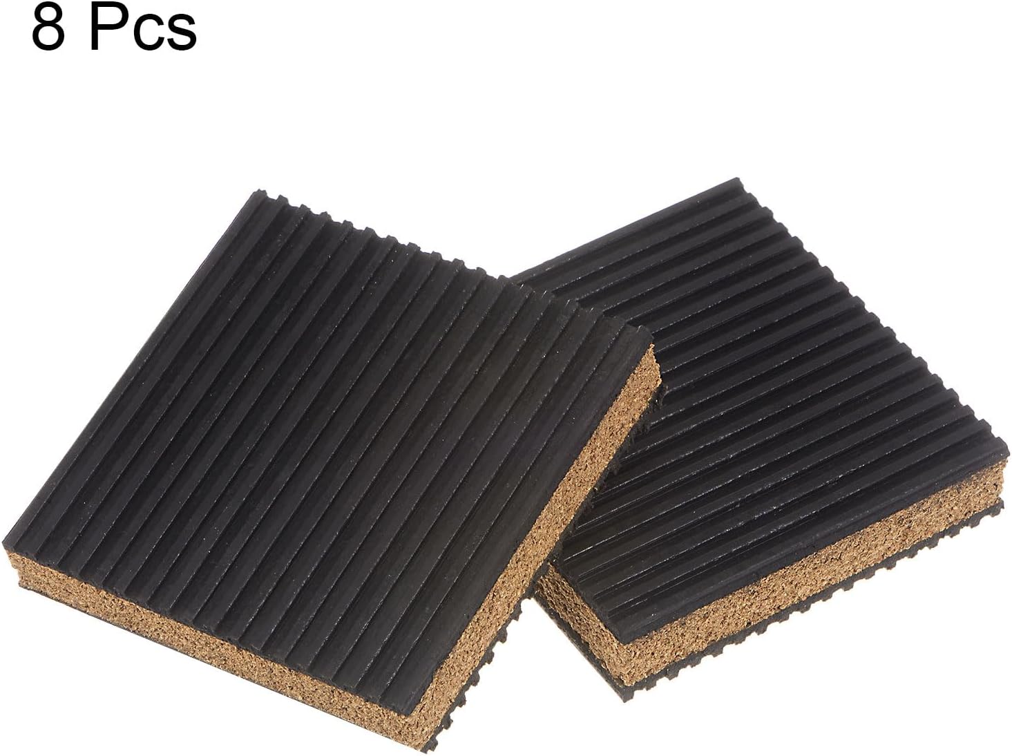HARFINGTON 8pcs Rubber Anti Vibration Pads 4" x 4" x 7/8" Isolation Vibration Absorbing Pad Damping Mat Anti-Skid Noise with Cork Center for Air Compressor Conditioner Treadmill Washer