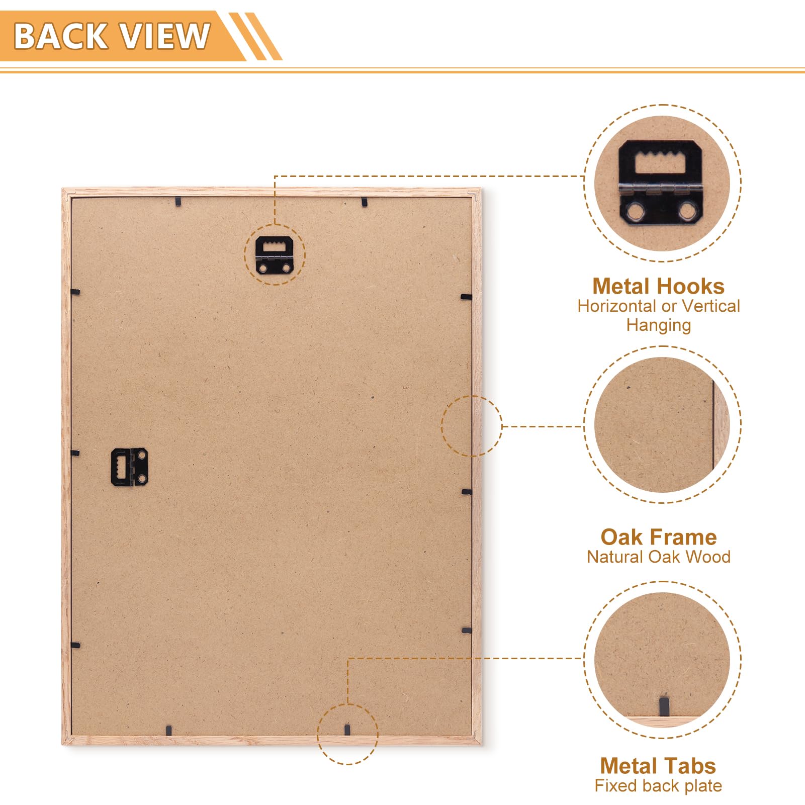 ATOBART 12x16 Picture Frame,OAK Wood Photo Frame 8.5x11 with Mat or 4x6 with 4 Mat with Perspex Glass for Vertical or Horizontal Tabletop Wall Display for Photo, Christmas Gift,Set of 3