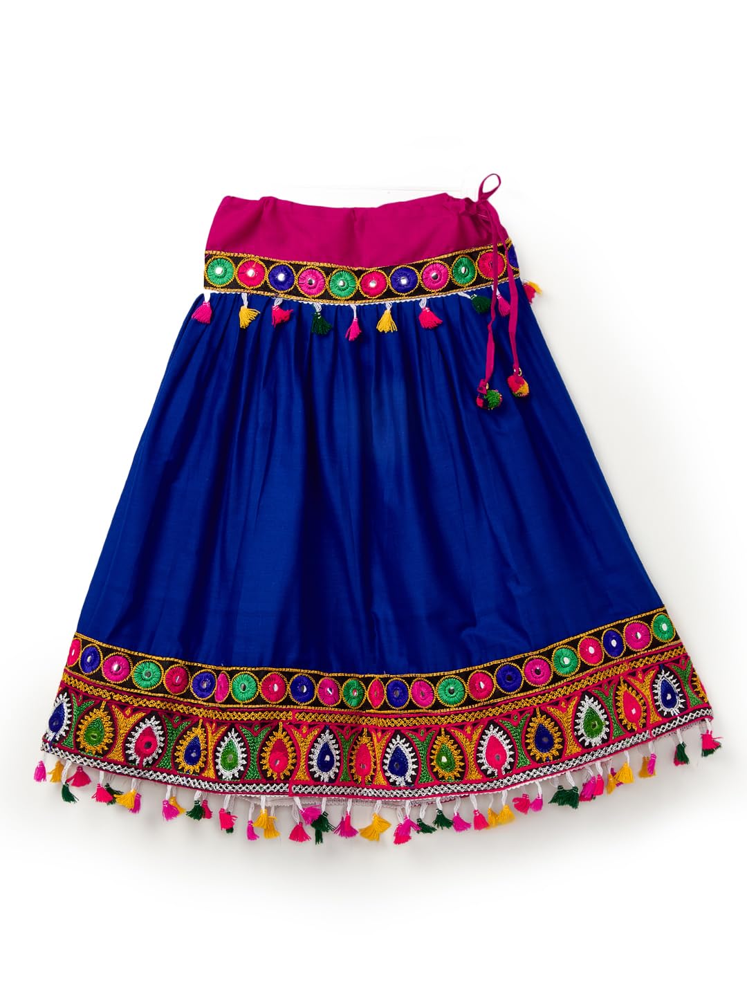 New Year Sale Banjara India Cotton Kutchwork Embroidered Girls Chaniya Choli With Dupatta (Cc-Drop) - Blue