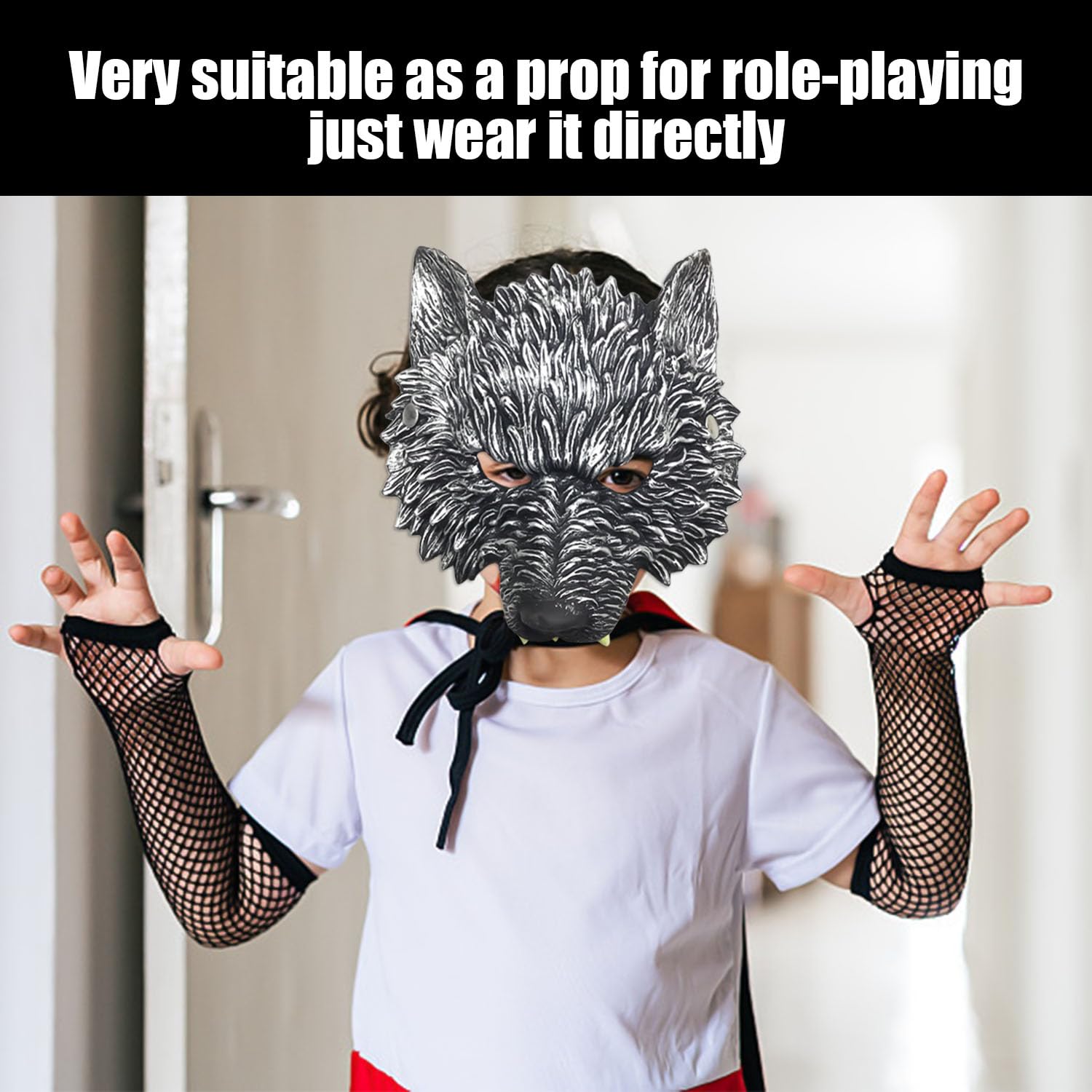 USHXVG Wolf Mask - Animal Costume Accessory for Masquerade Carnival, Cosplay - Plastic Prop for Party Banquet or Dance - Image 3