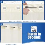 Pas d'hameçons Rideau de douche à la gaufre avec haut en mesh, 260GSM Tissu lourd, étanche, Hôtel de luxe style spa pour salle de bains, lavable en machine, 74 x 72, Crème