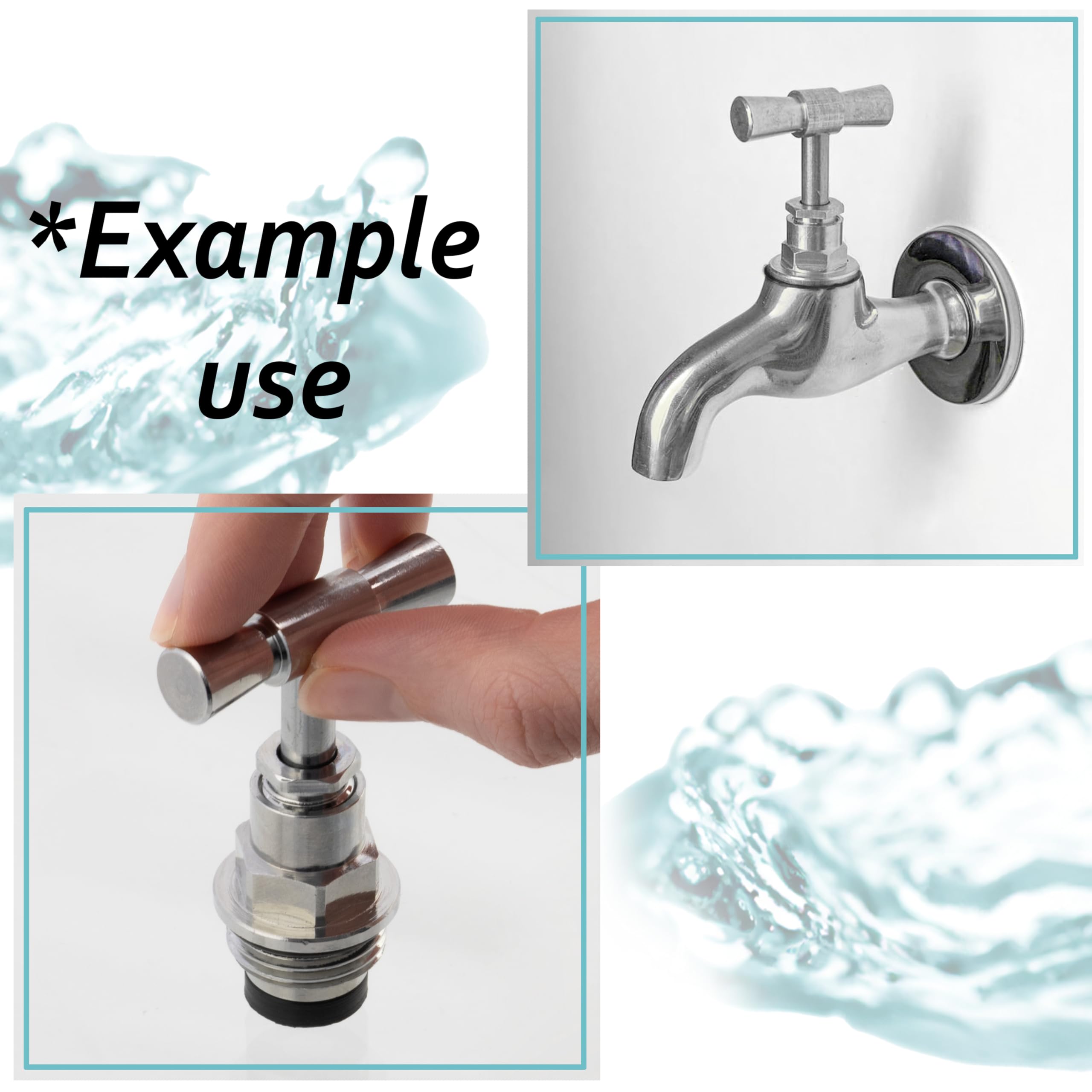 AERZETIX - C74994 - Testa del rubinetto di alimentazione 1/2" - in ottone - finitura cromata - idraulica fornitura acqua perdita rubinetteria lavandino costruzione riparazione