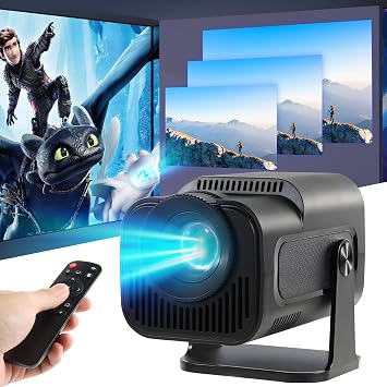 Mini Projektör, HY320 Mini 4K 200 ANSI Projektör Wifi 6 ve Bluetooth 5 ile, Taşınabilir Projektör Otomatik Eğim Düzeltme, 30-130 Ekran, 180° Döndürülebilir (Siyah)