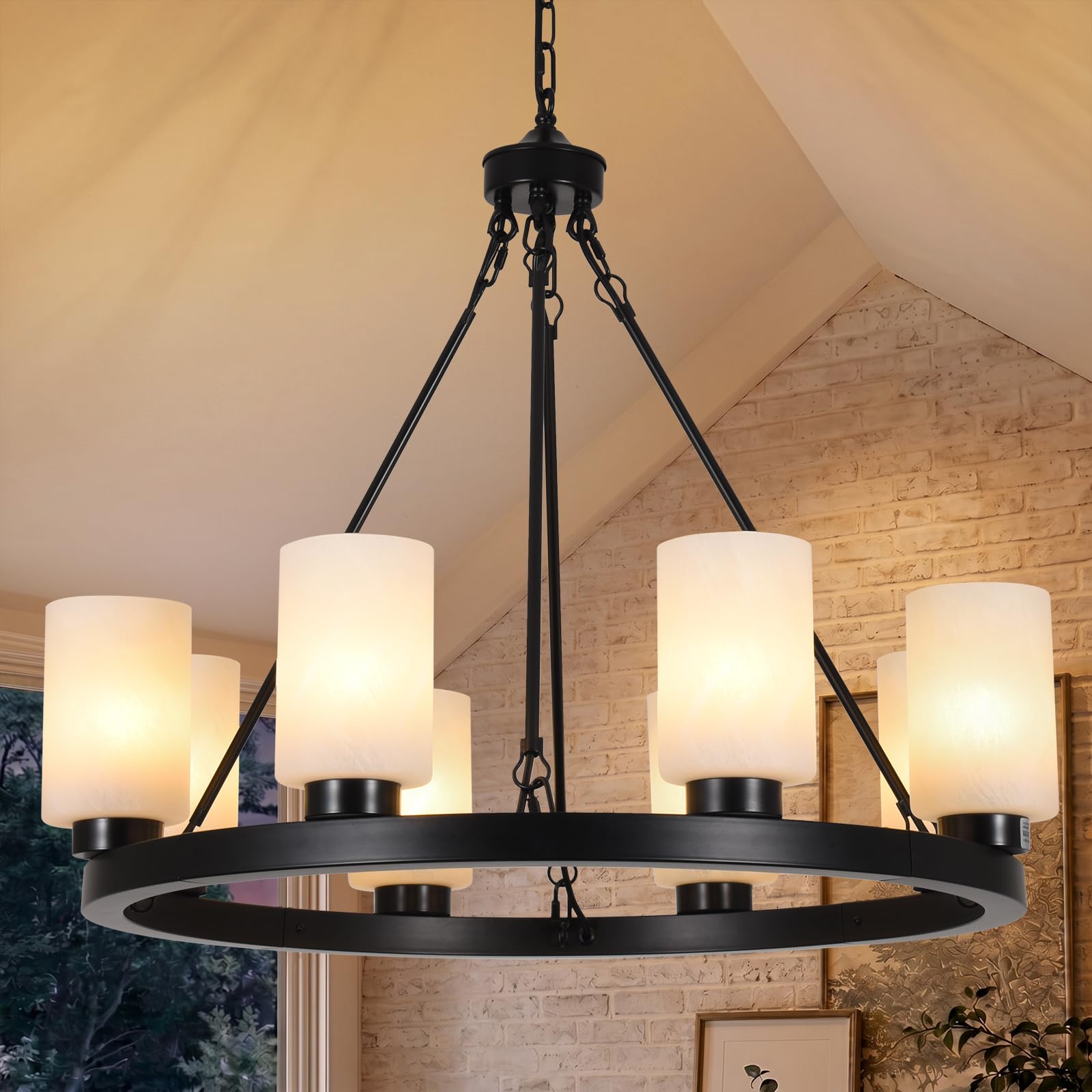 Black Wagon Wheel Chandelier 29in