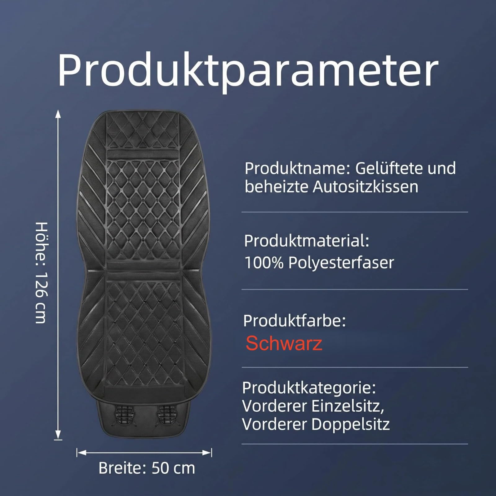 2 Stück 12V Autositzbezüge Sommer mit Turboventilator, Auto Sitzauflage Kühlend/Beheizbares， Universell passend für PKW, SUV, LKW ， 3D Mesh Gewebe-Atmungskomfort （schwarz）
