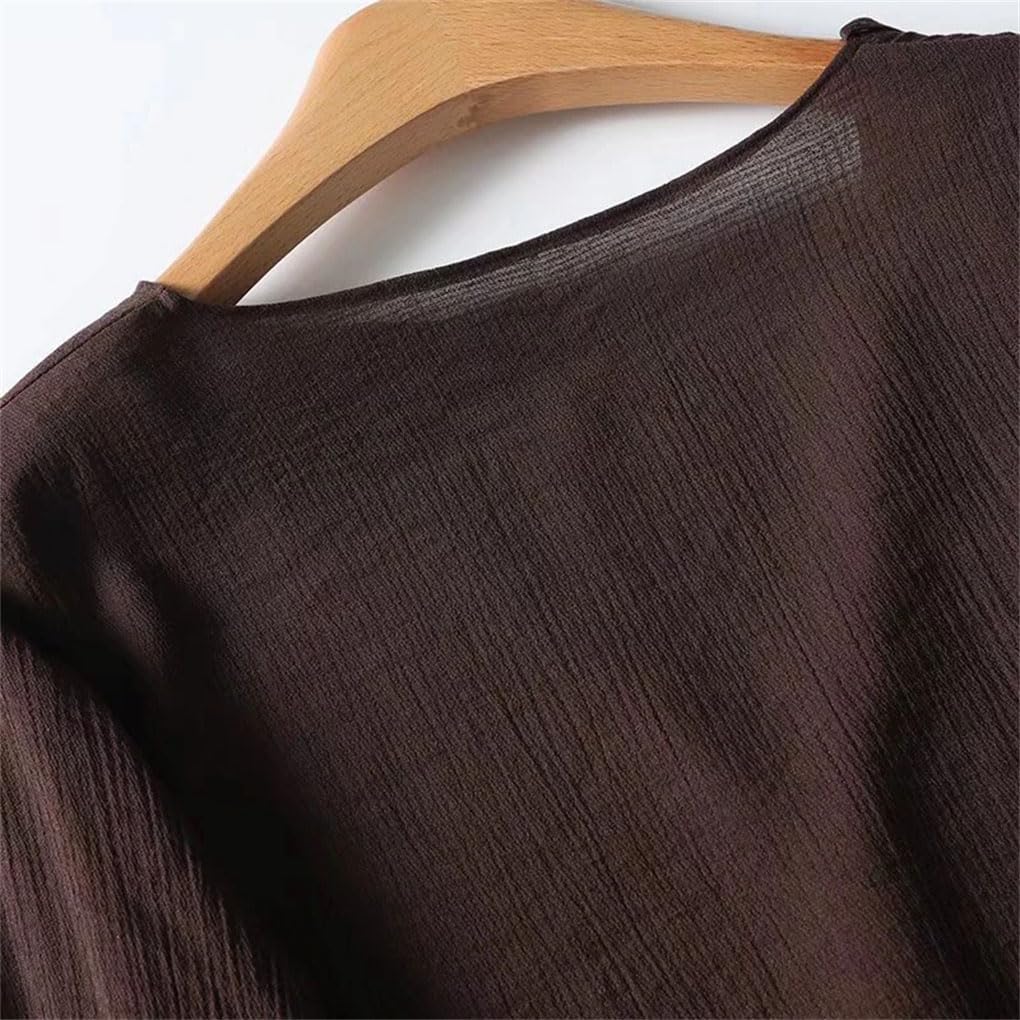 Women's Long Sleeved V-Neck Office Casual Ruffle Edge Shirt