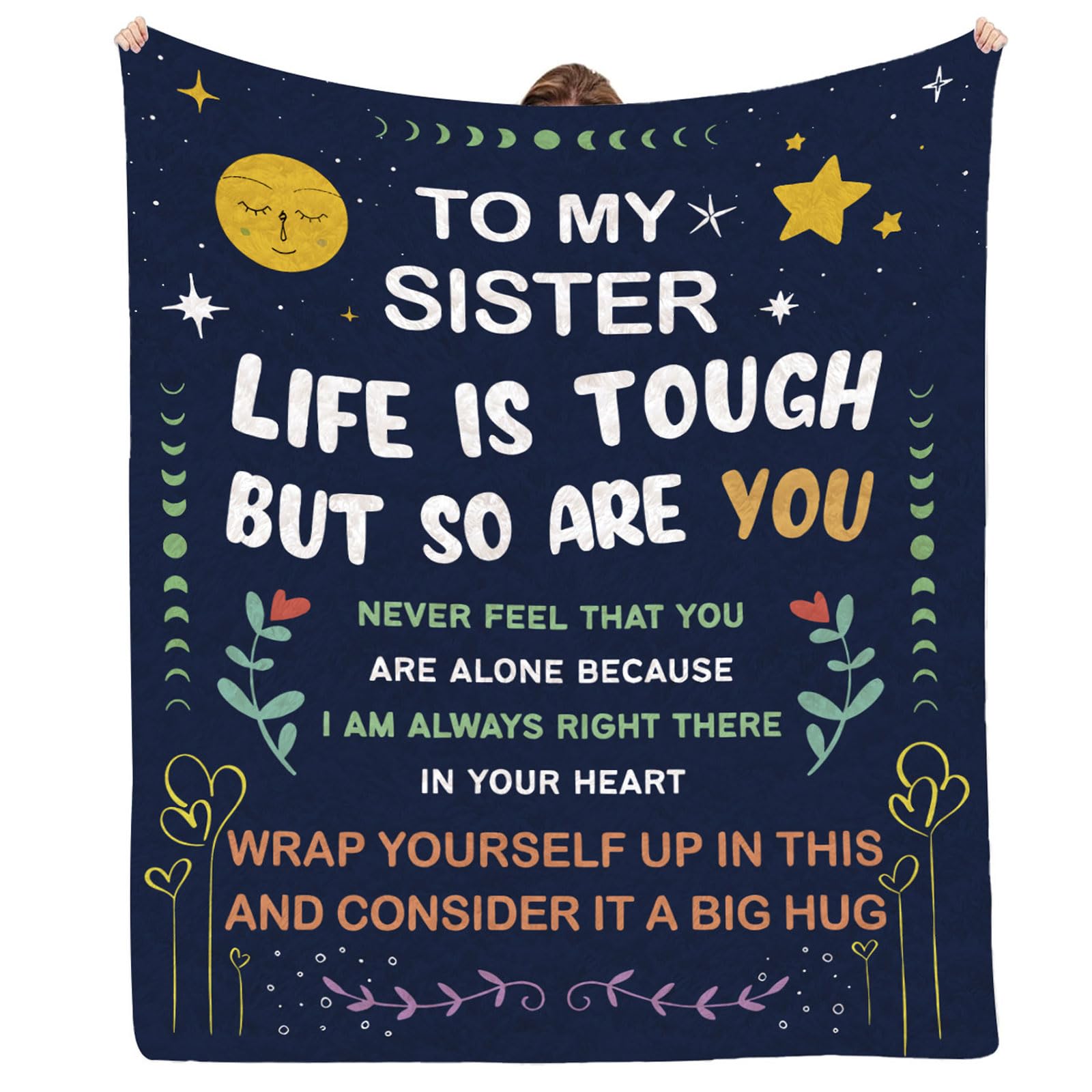 Sister Blanket from Sister, Gifts for Sister, Happy Birthday Gifts for Sister, 50"X60" Friendship Throw to My Best Friend, Bestie, Soul Sister - Friendship Gifts for Women Friends,