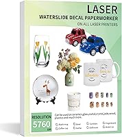 Vista 7 de 20 hojas de papel de calcomanía deslizable INKJET TRANSPARENTE, 8.5X11 pulgadas papel de transferencia deslizable transparente imprimible para vasos