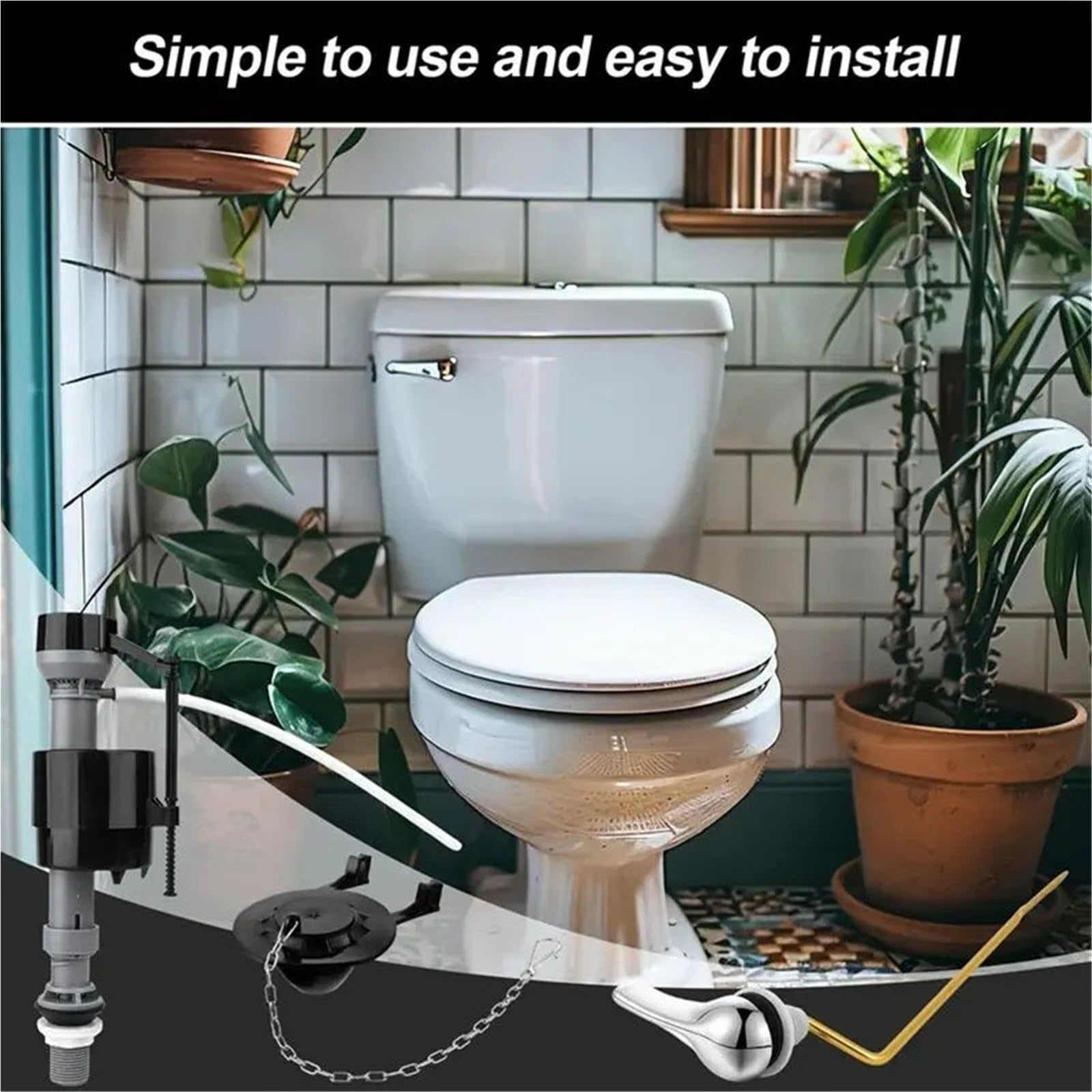 Galleggiante Cassetta Wc Kit di riparazione universale for WC con scarico | Set di sostituzione della maniglia della valvola di riempimento