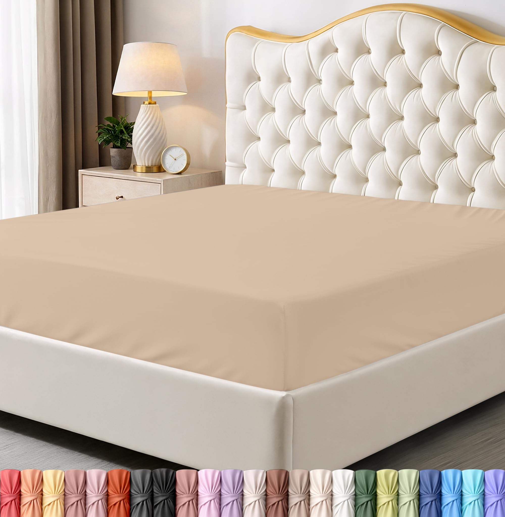 Utopia Bedding Twin Fitted Sheet - Bottom Sheet - Deep Pocket - Soft Microfiber - Shrinkage and Fade Resistant - Easy Care -1 Fitted Sheet Only (Beige) — image 1