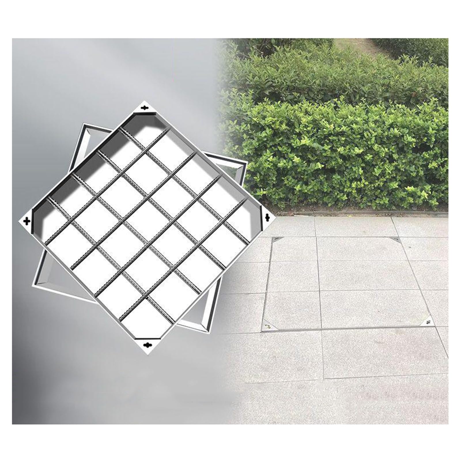 Gbrsxyip 8Cm Invisible Stainless Steel Manhole Cover Weather-Resistant Recessed Block Paving Cover For Outdoor Garden Septic Tank ( 100X100cm/39.3X39.3in)