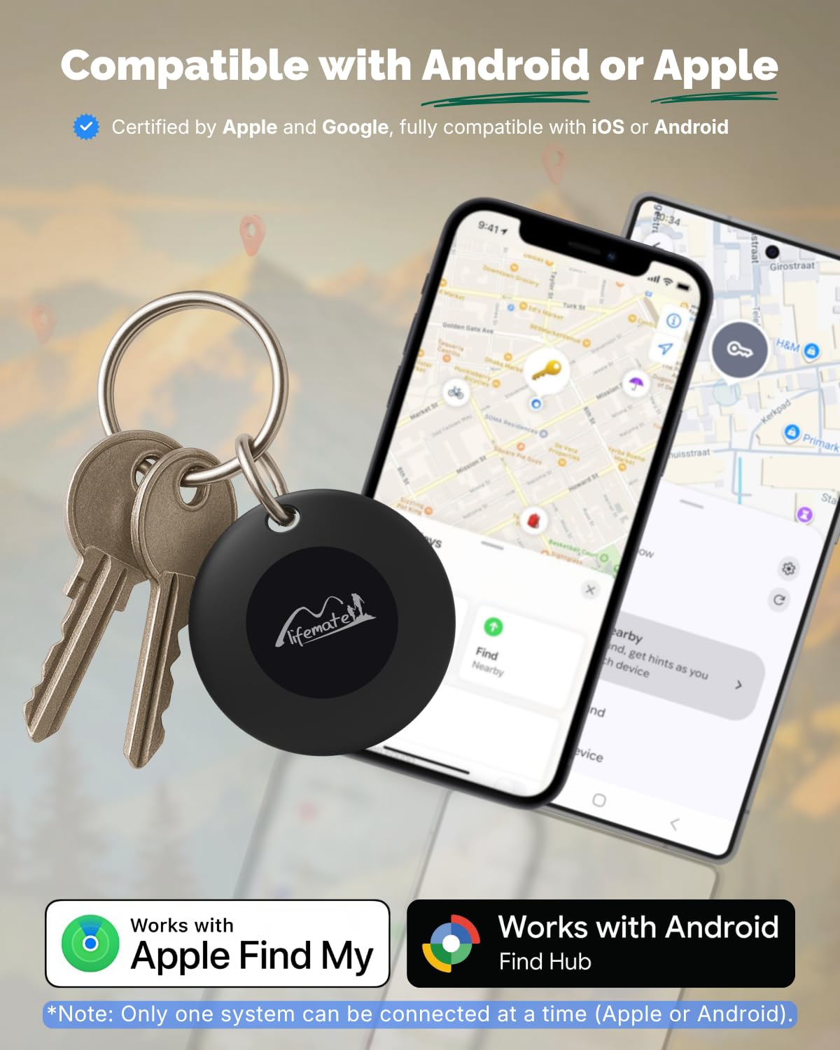 Lifemate Life Tag Duo 8-pak – Lokalizator Bluetooth – Kompatybilny z Apple Find My lub Google Find Hub (iOS lub Android), wodoodporny IP67, bateria CR2036