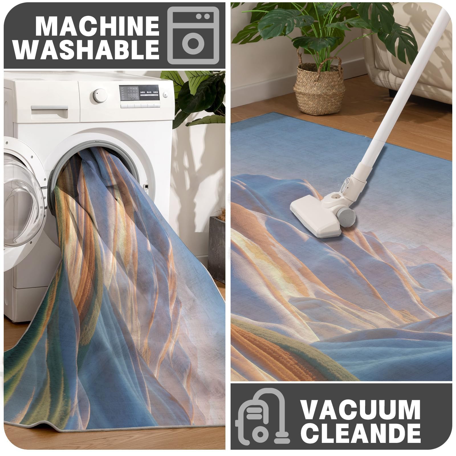 paillasson Guérison Style Instagram - Tapis Robuste Prairie Colline 60x90cm - Anti-dérapant Intérieur-Extérieur, Couleur Sable