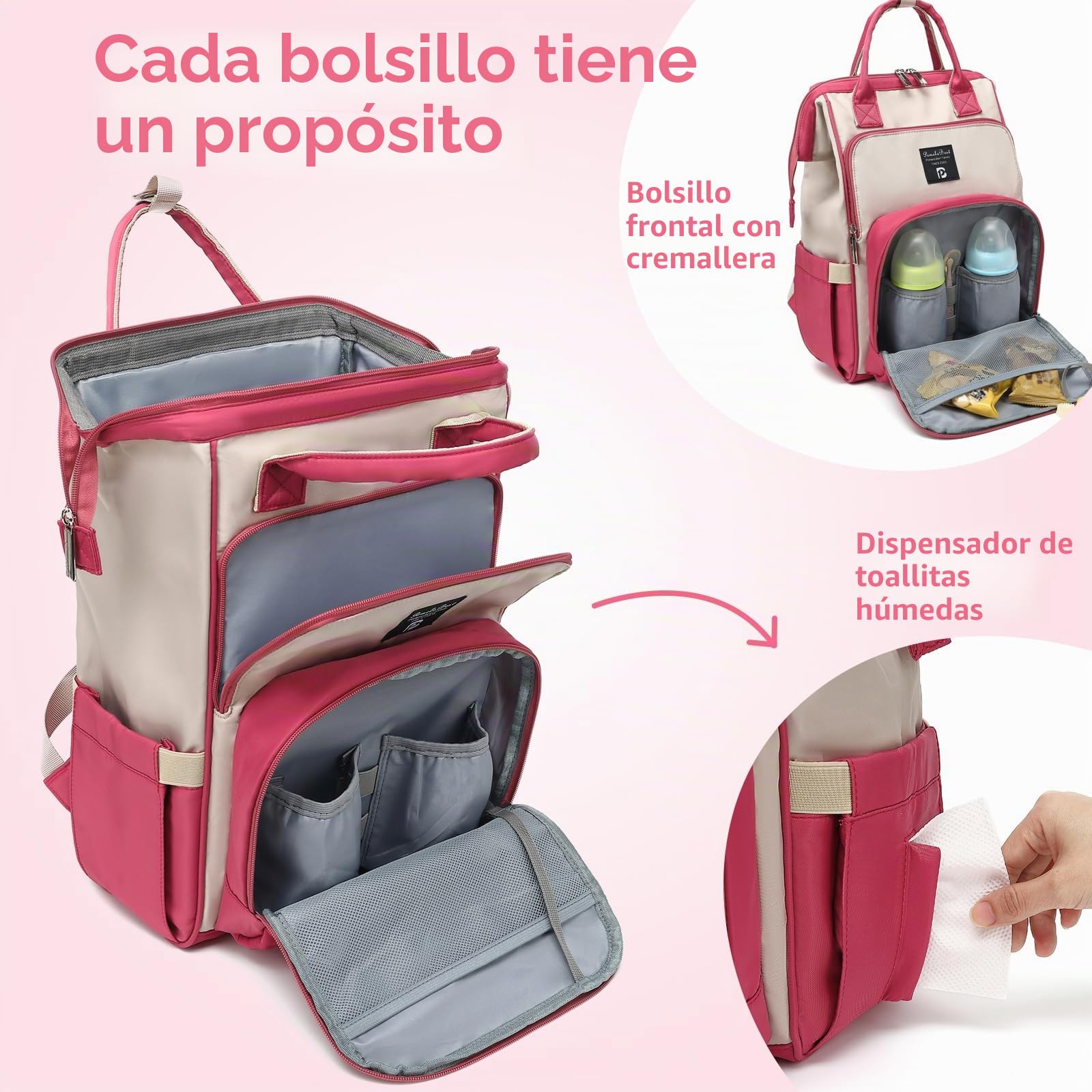 Pomelo Best Mochila para Pañales para bebé, Mochila con Cambiador y Gancho para Cochecito de bebé, Mochila Impermeable para Viajes