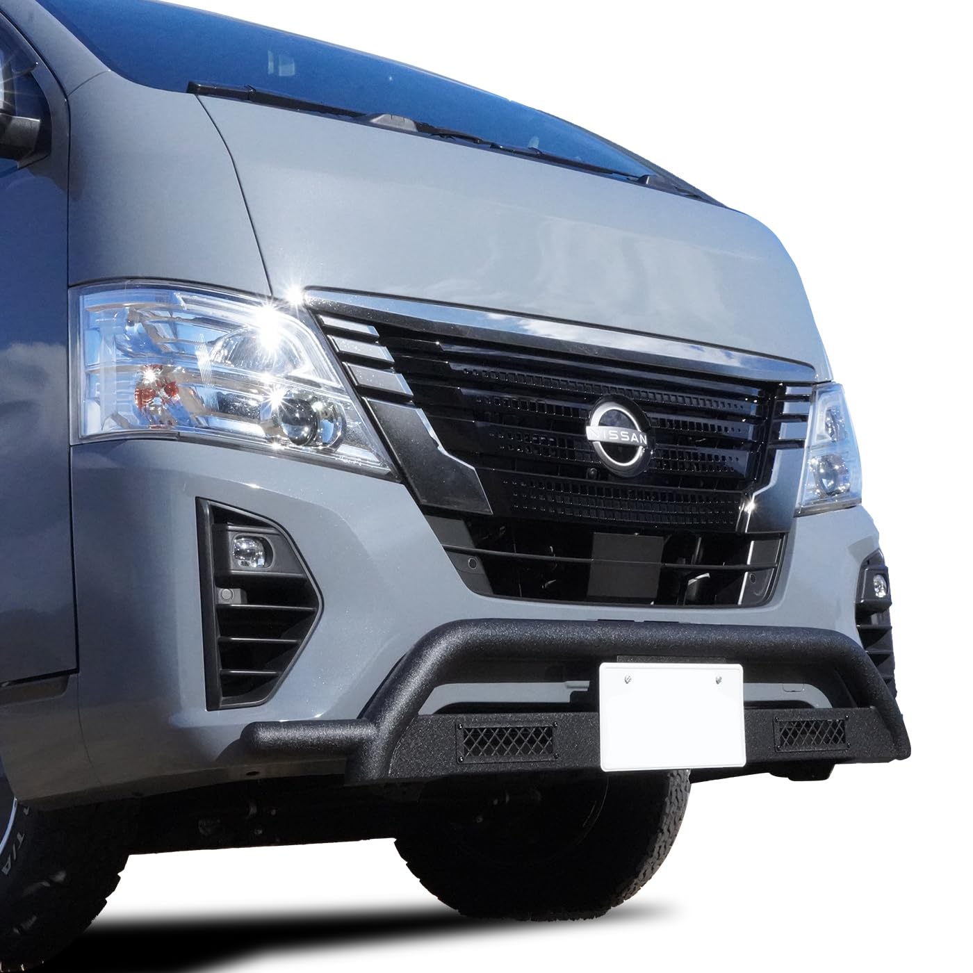 Nissan nv350 フロントバンパー グリルガード WIN154 NV350 グリルガード 分割式 E26 前期 標準ボディ 黒