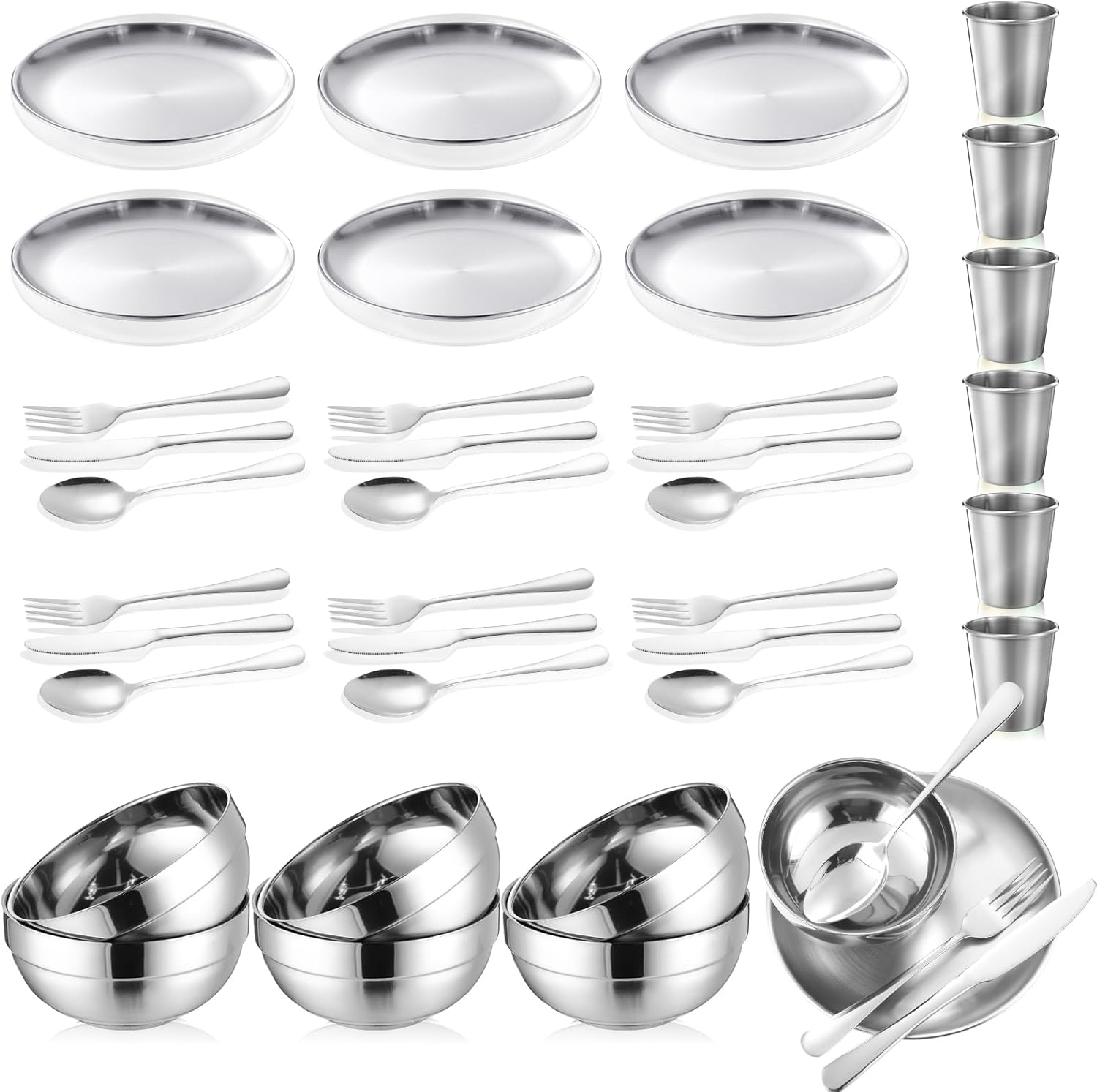 Honeydak 36 Pcs Stainless Steel Utensils Camping Tableware