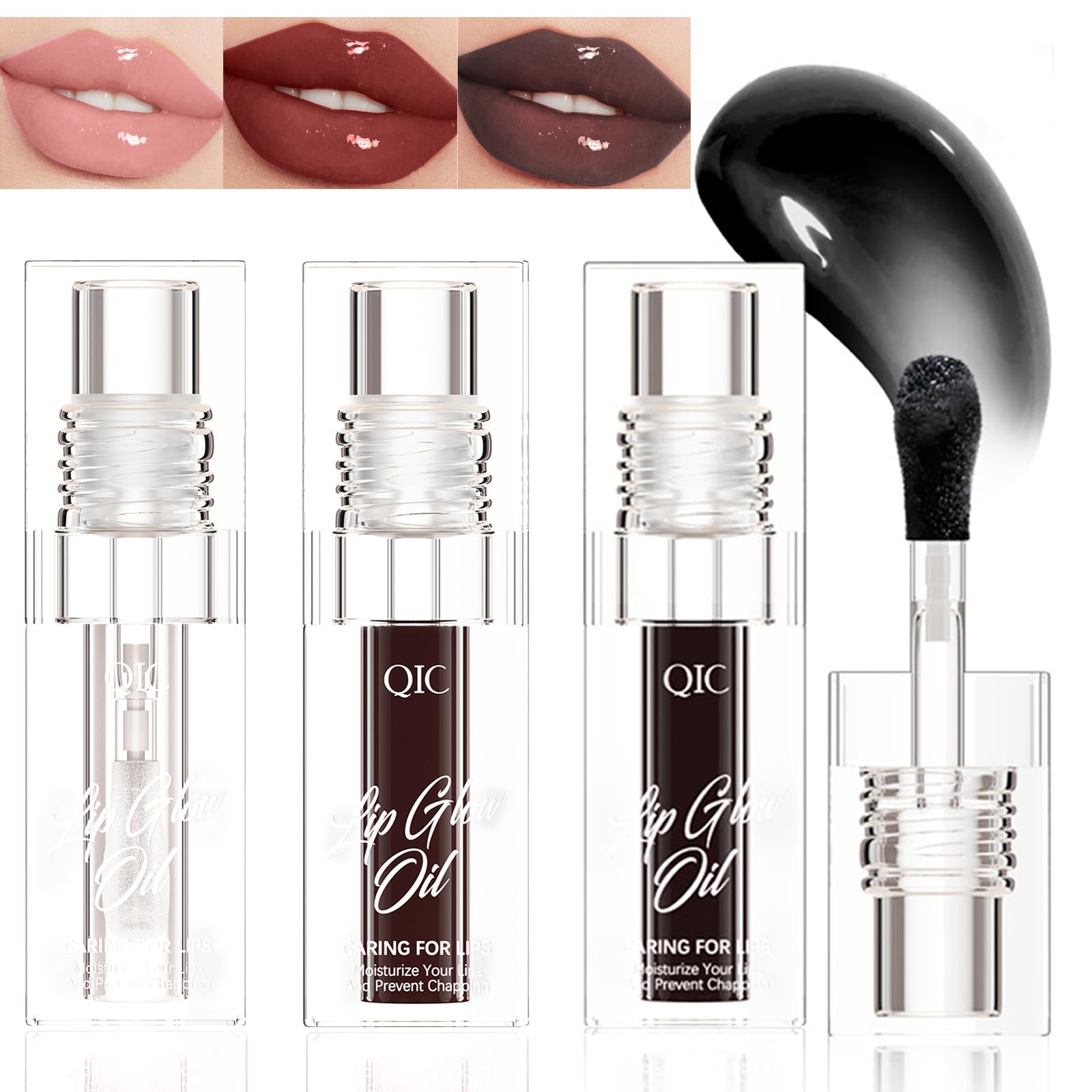 MrettickMagic Color Changing Lip Oil, Warm Change Moisturizing Gloss, Long Lasting Nourishing Big Brush
