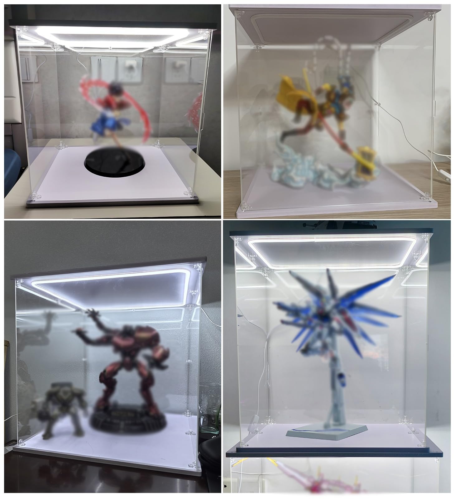 Teca Plexiglass Contenitori per Sculture Luminose Bianche Alte 30, 35, 40, 45, 50 Cm, Vetrina in Acrilico Trasparente, Vetrina da Banco per Modellini di Auto/Statue(15x30xH30cm/6x12x12in)